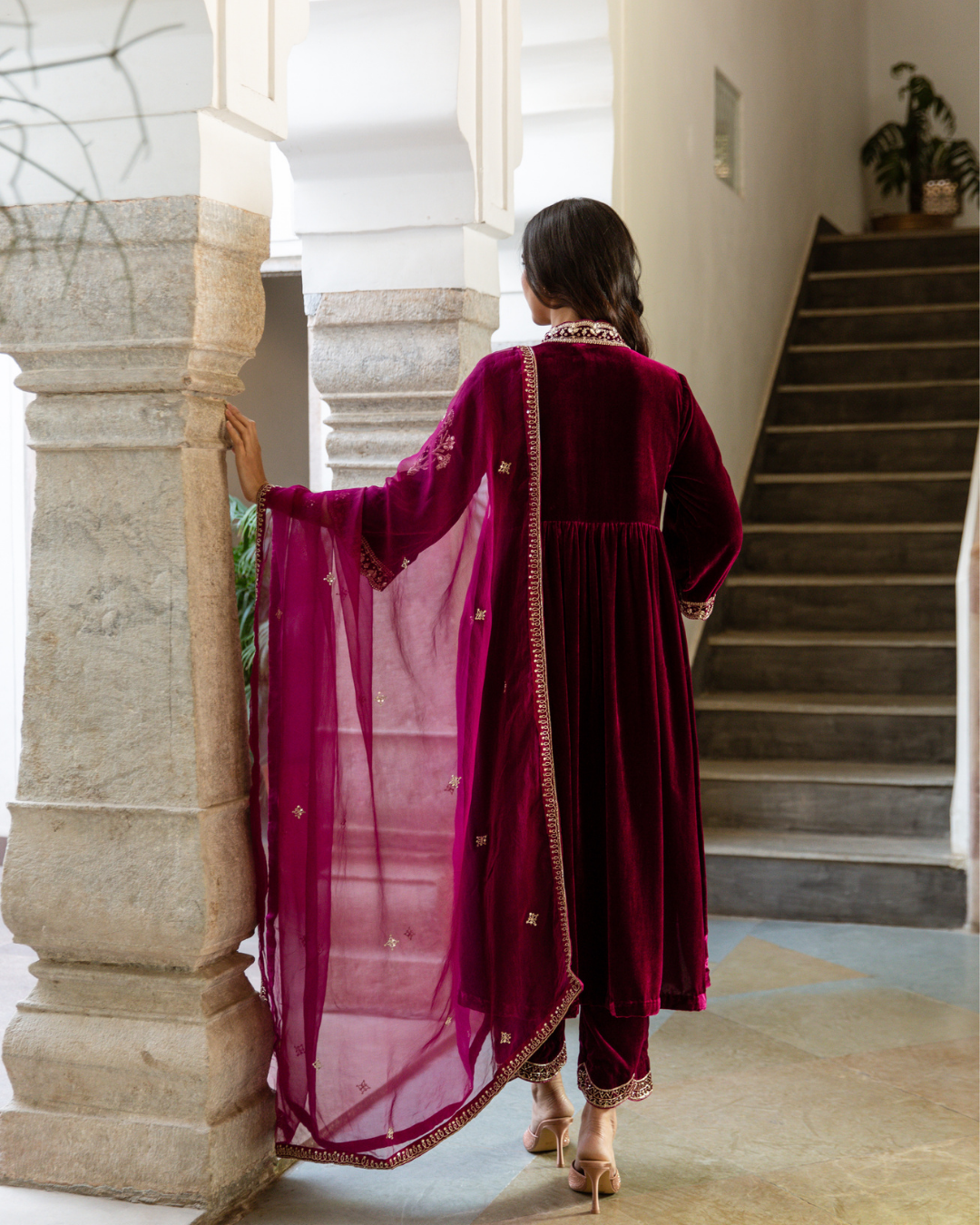 Roya Gulaab - Velvet Embroidered Suit Set