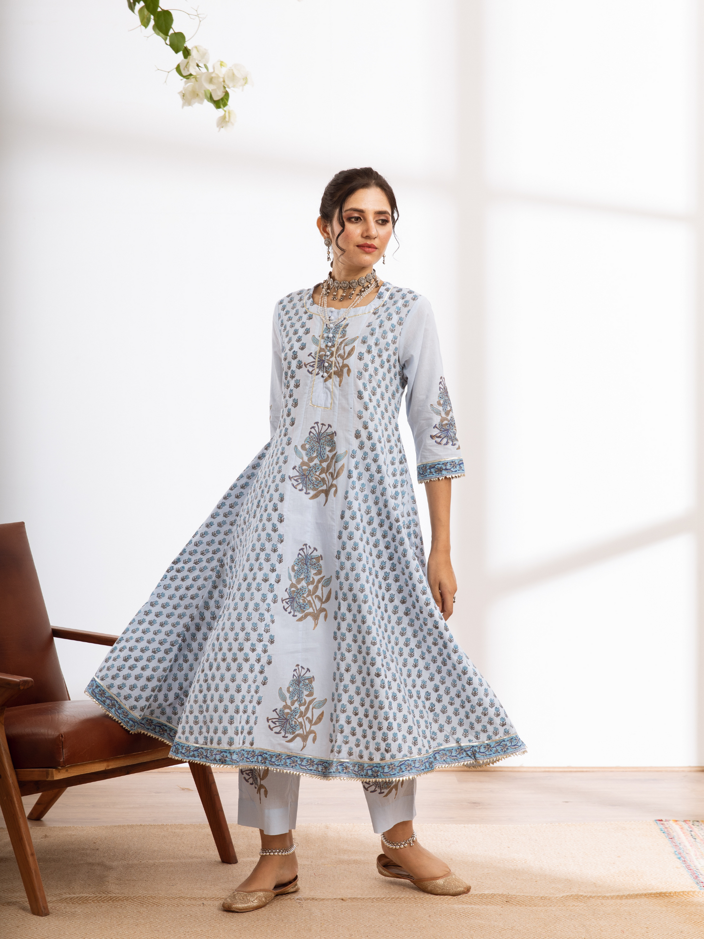 BluePrinted Cotton Kalidar Set