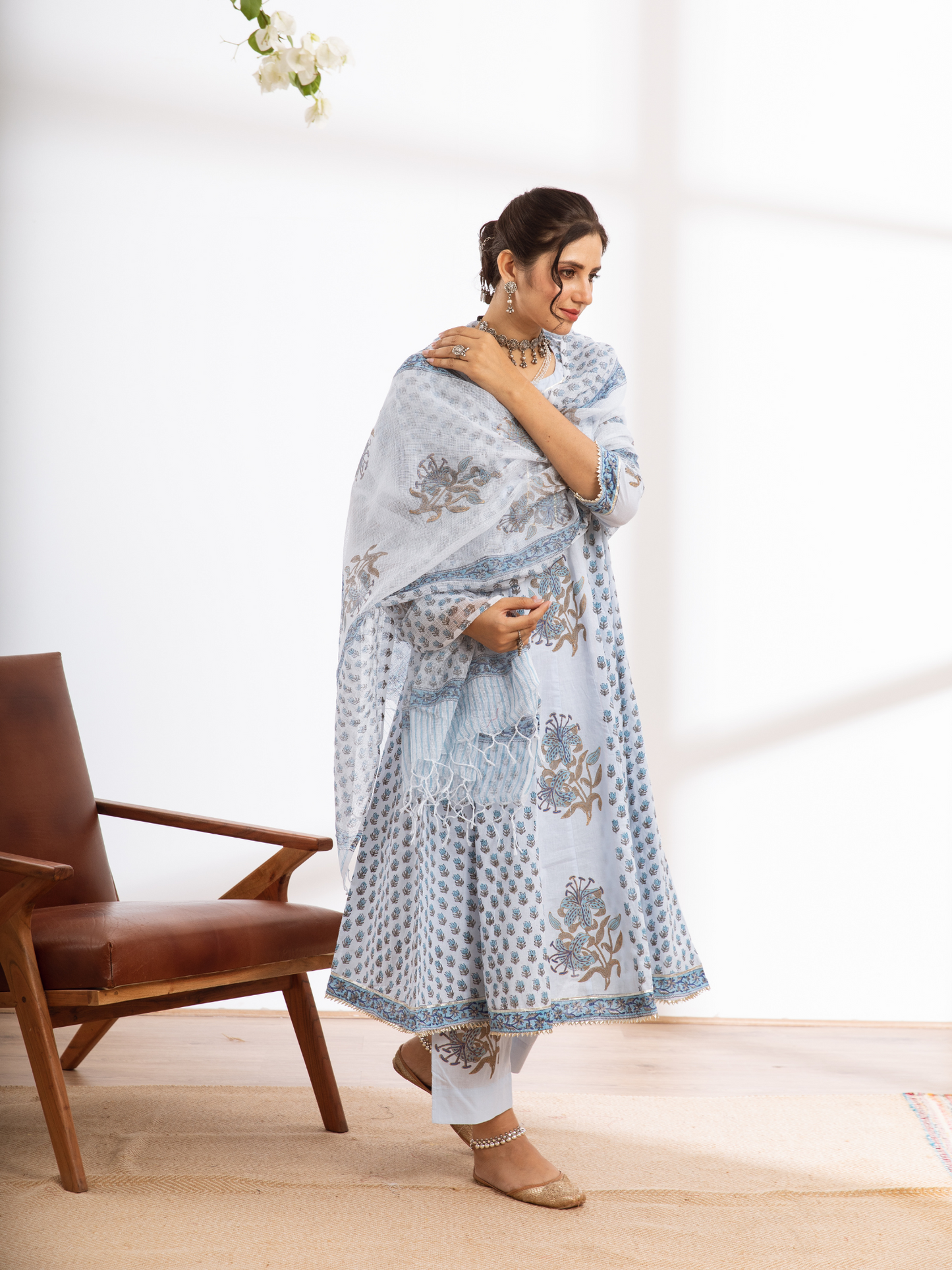 BluePrinted Cotton Kalidar Set