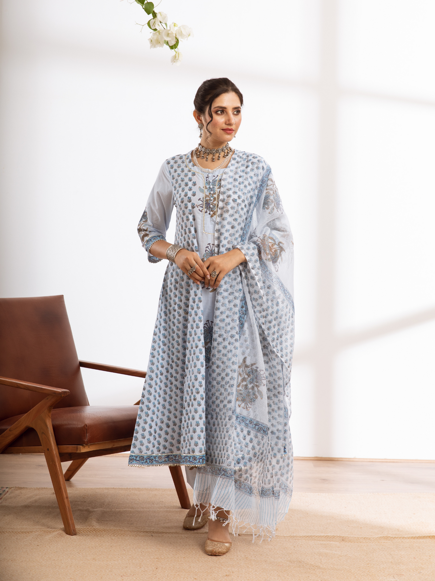 BluePrinted Cotton Kalidar Set