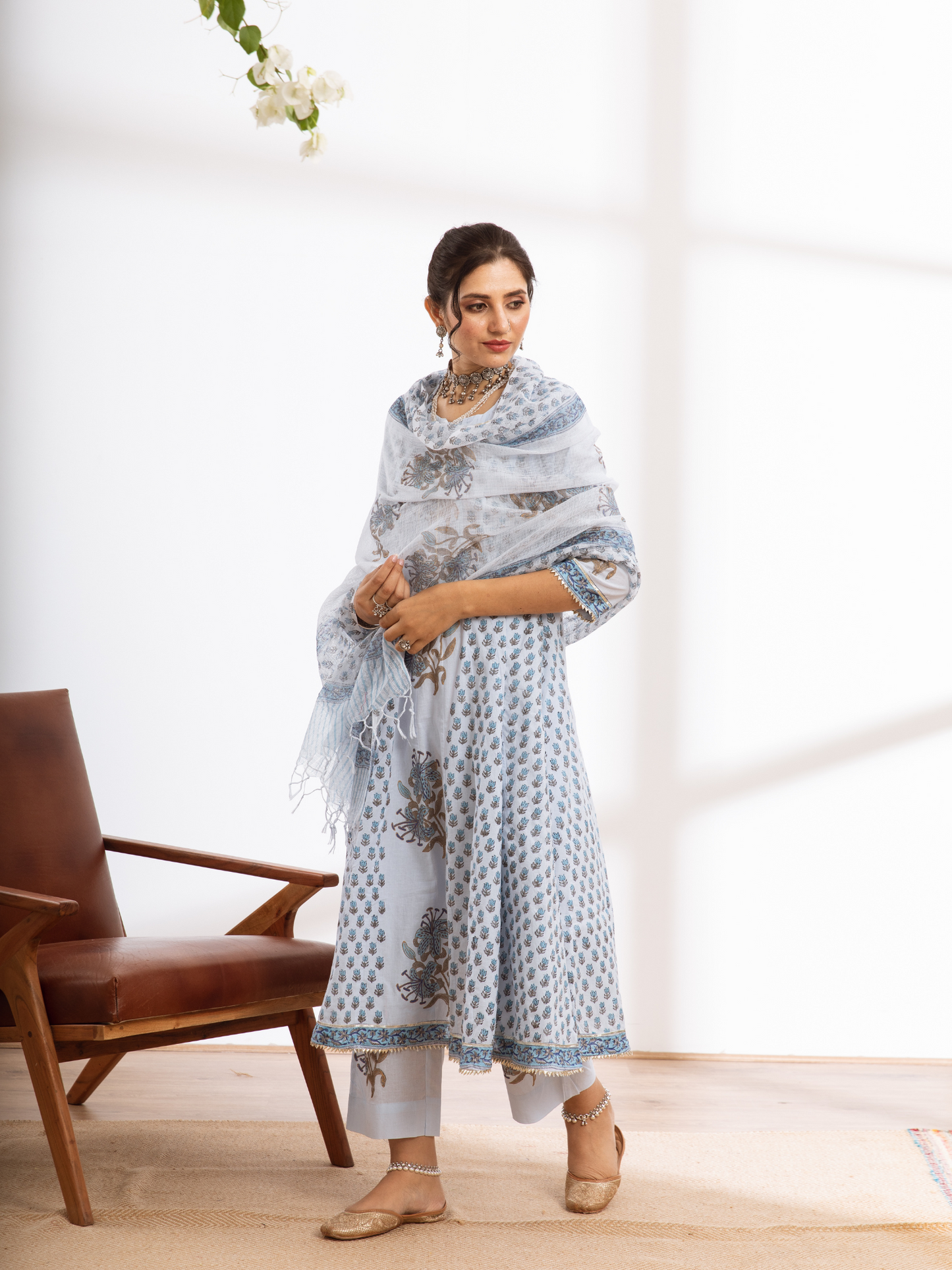 BluePrinted Cotton Kalidar Set