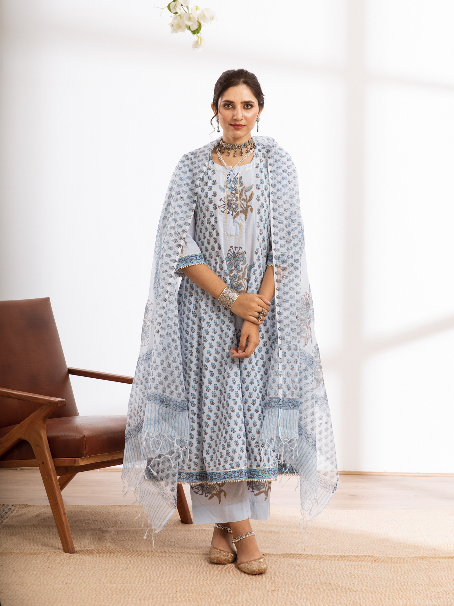 BluePrinted Cotton Kalidar Set
