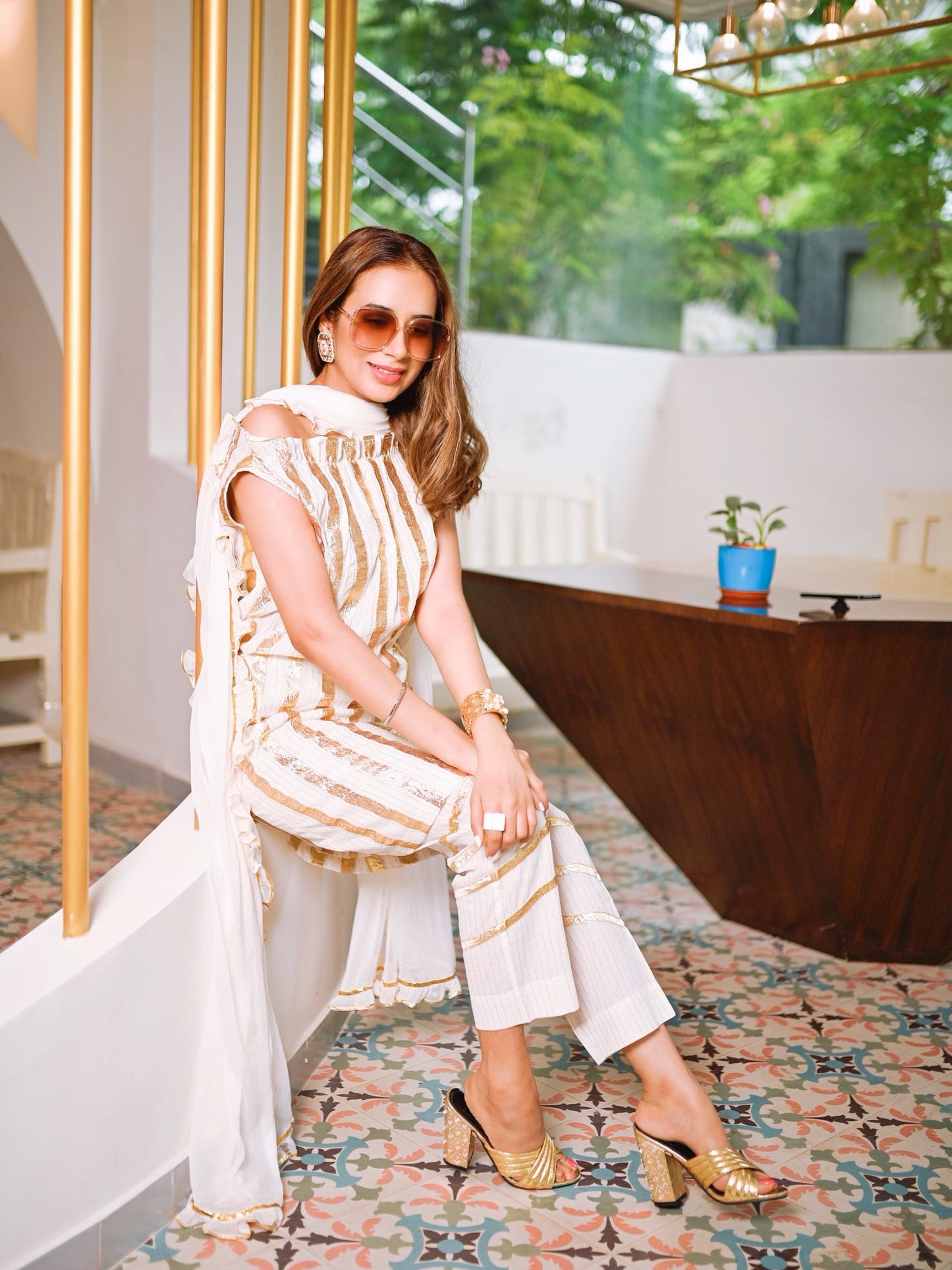 Priyanka Yadav in Vera Ivory Set