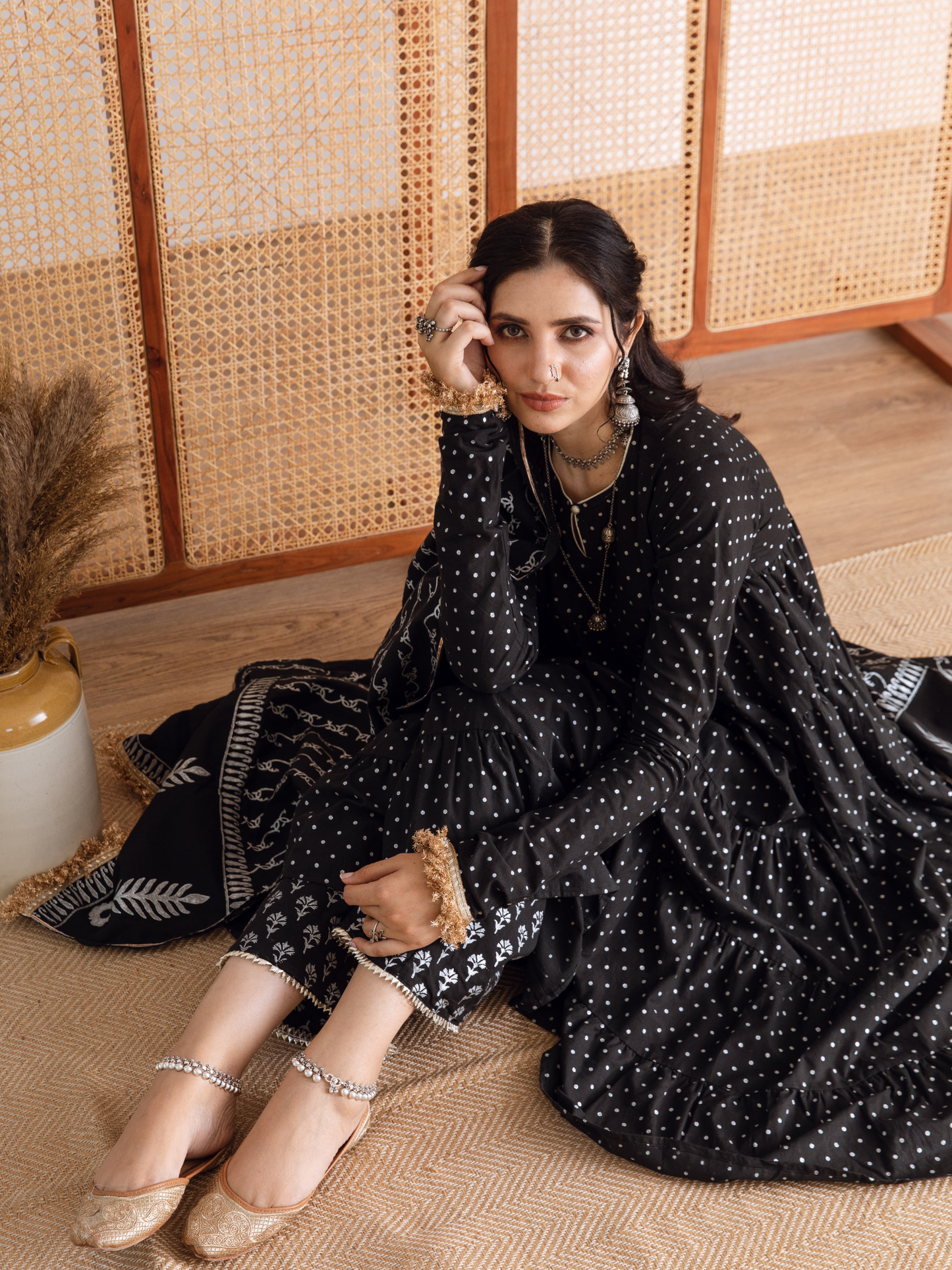 Raat Rani Set - Black Kalidar Suit Set