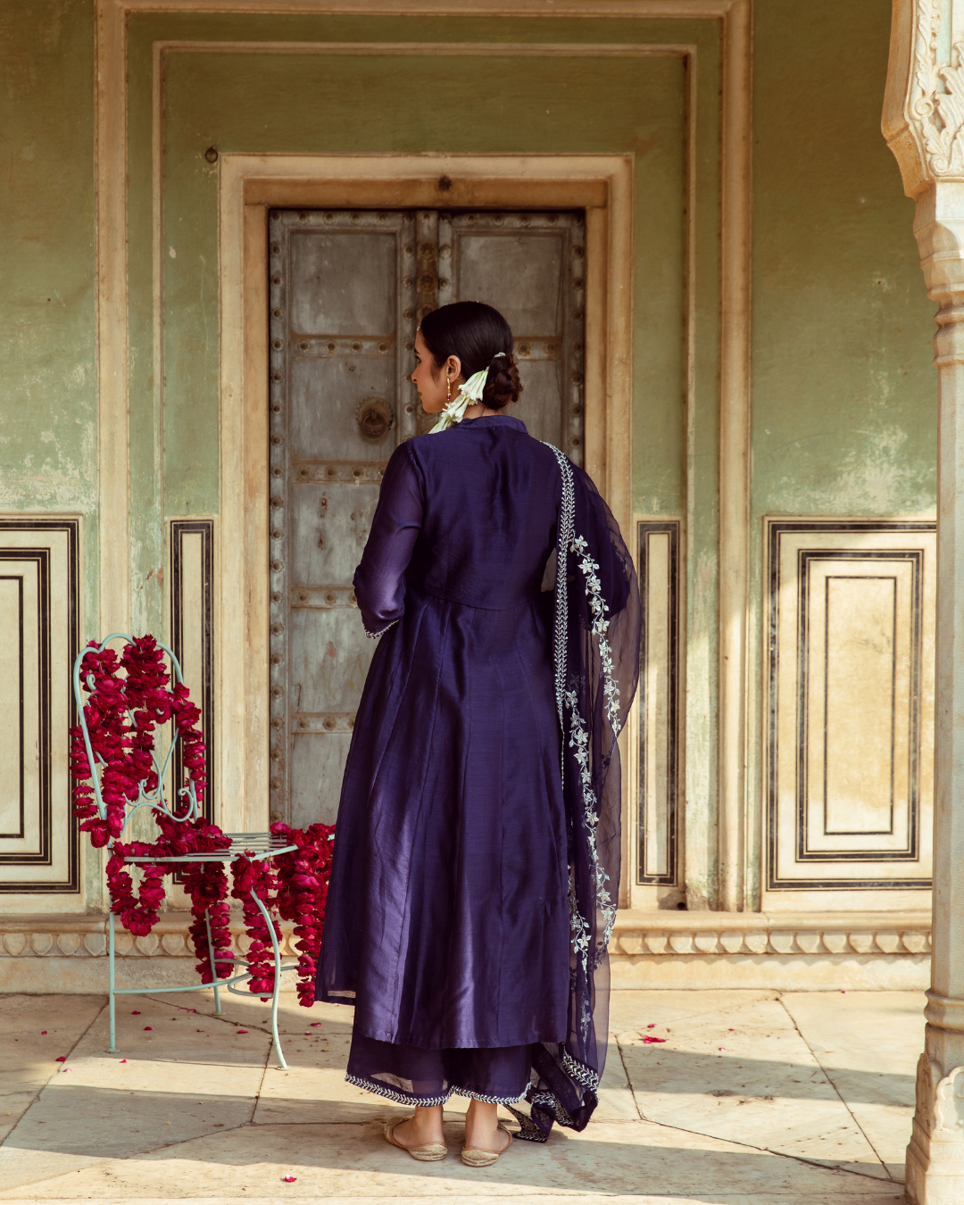 Deep Violet Antique Zardozi Kurta Set