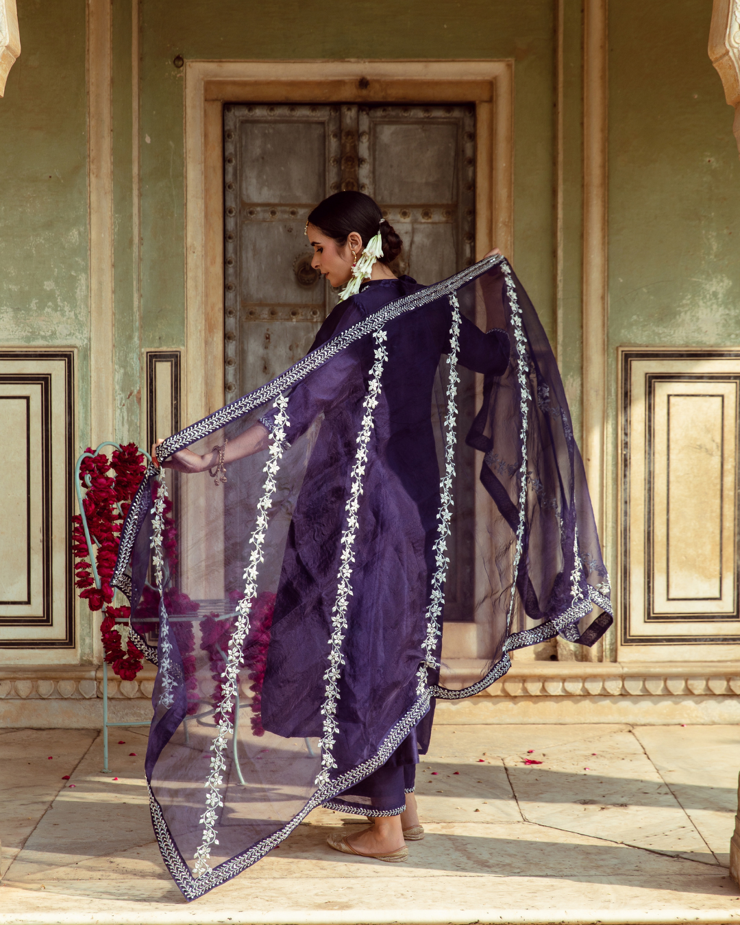 Deep Violet Antique Zardozi Kurta Set