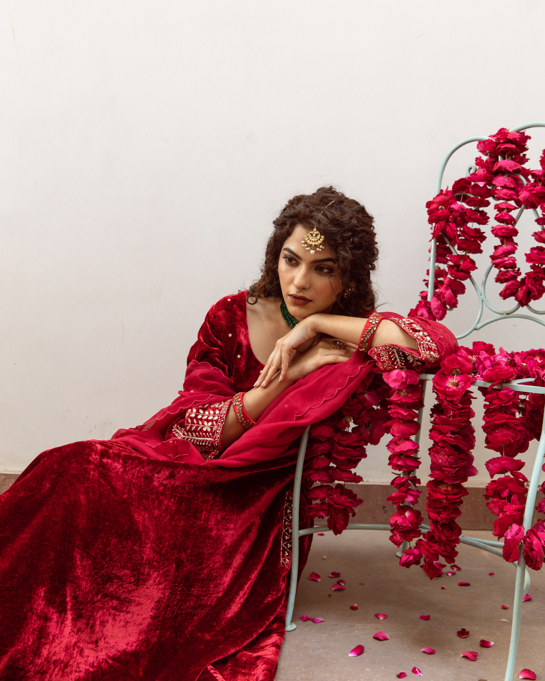 Zeya Gulabi - Velvet Embroidered Suit Set