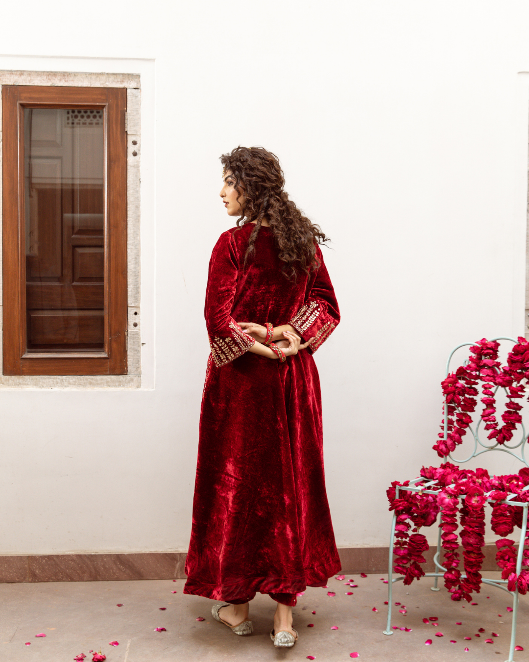 Zeya Gulabi - Velvet Embroidered Suit Set