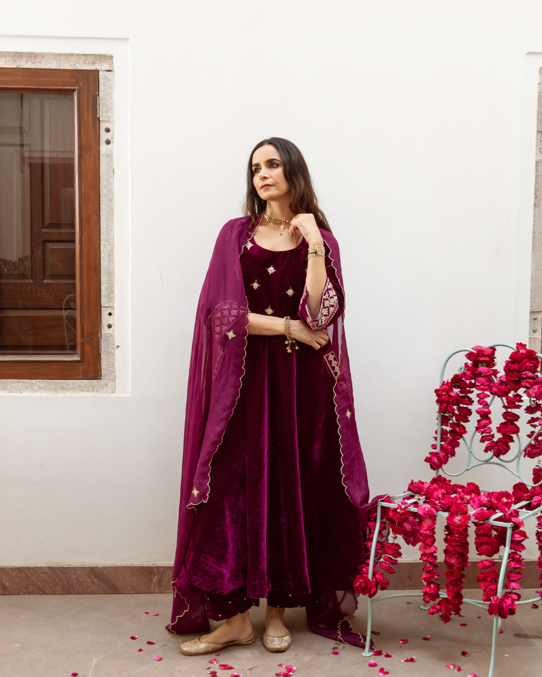 Zeya - Velvet Embroidered Suit Set