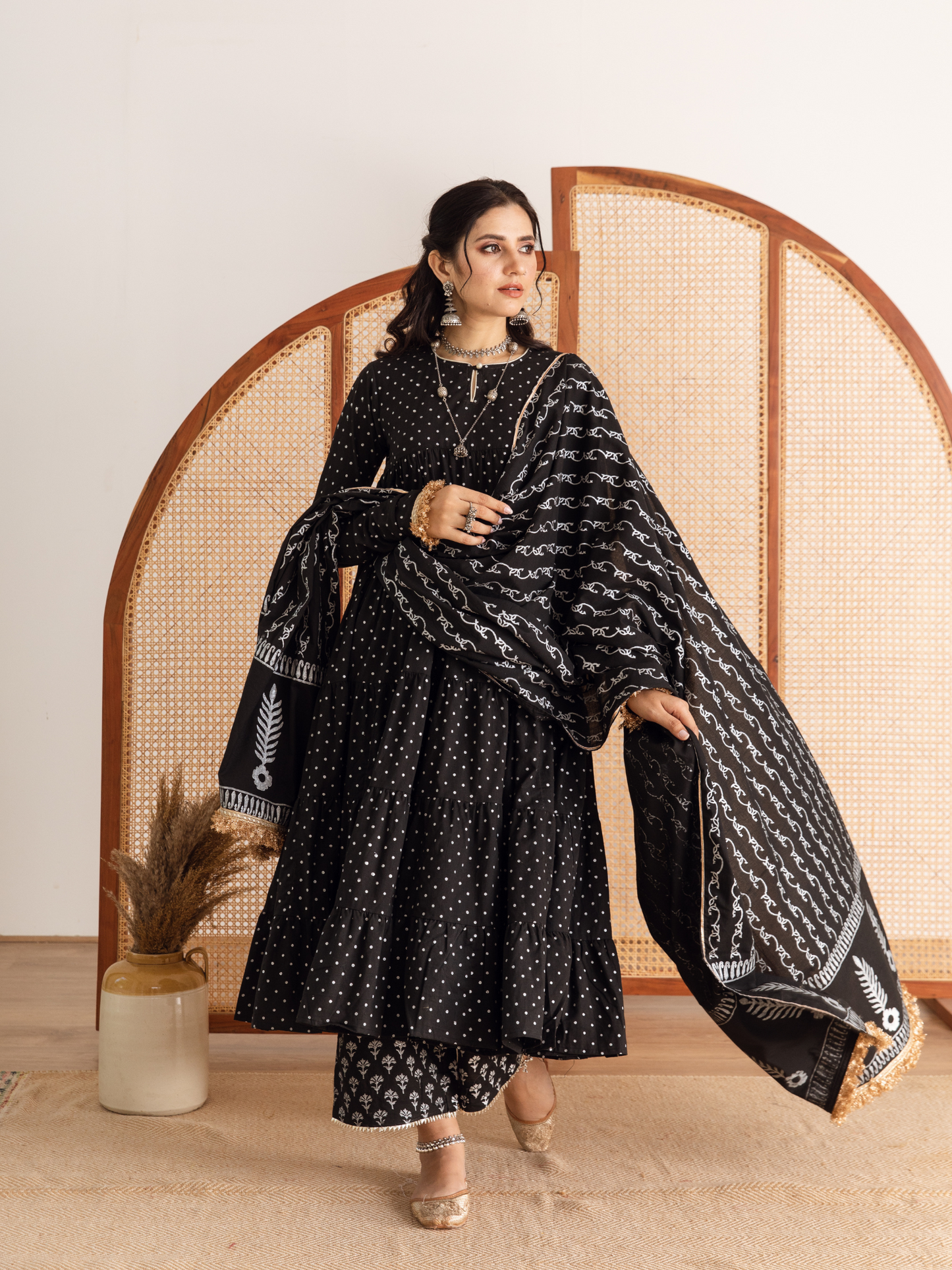Raat Rani Set - Black Kalidar Suit Set