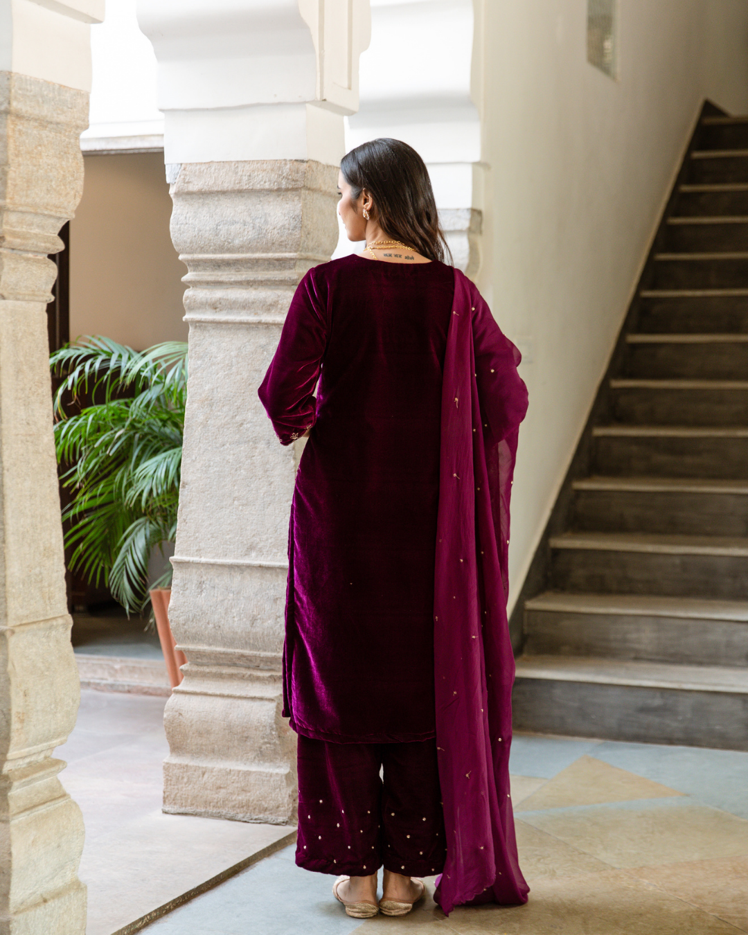 Khizaan Panna - Velvet Embroidered Suit Set