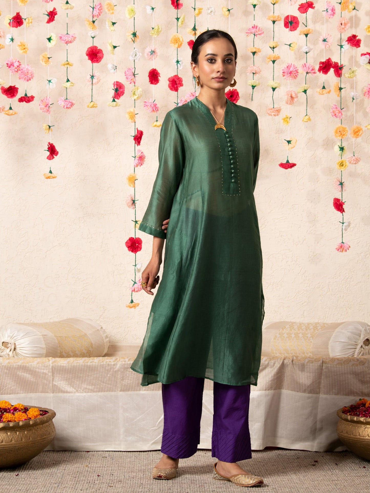 Sitara Classic Kurta Set Emerald RTS