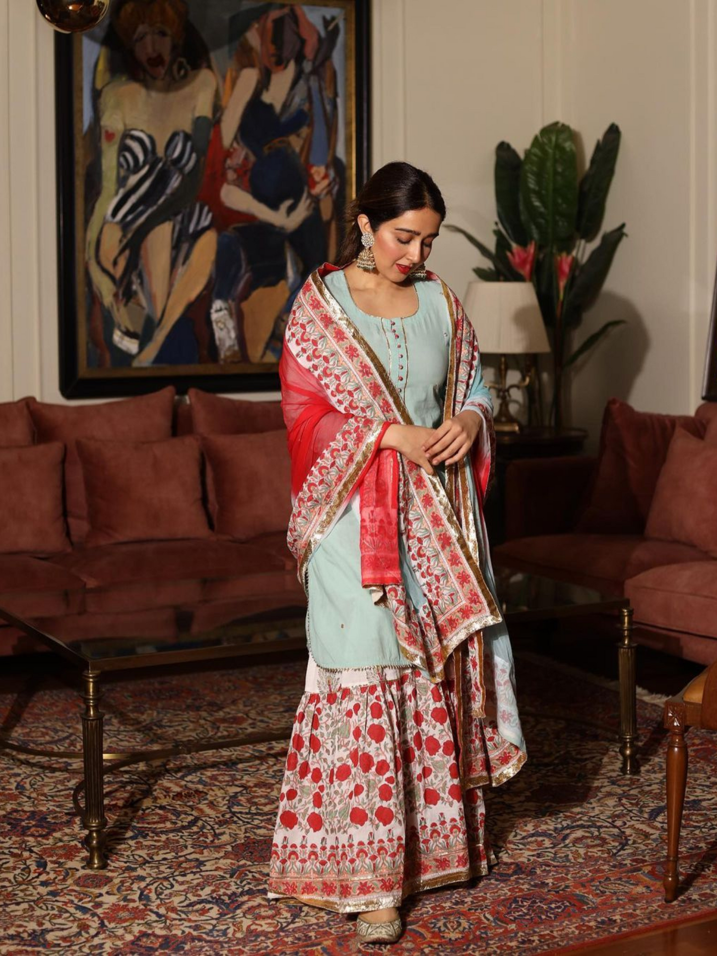 Sanjana batra in Mrinalini Gulaal  Kurta Printed Sharara Set