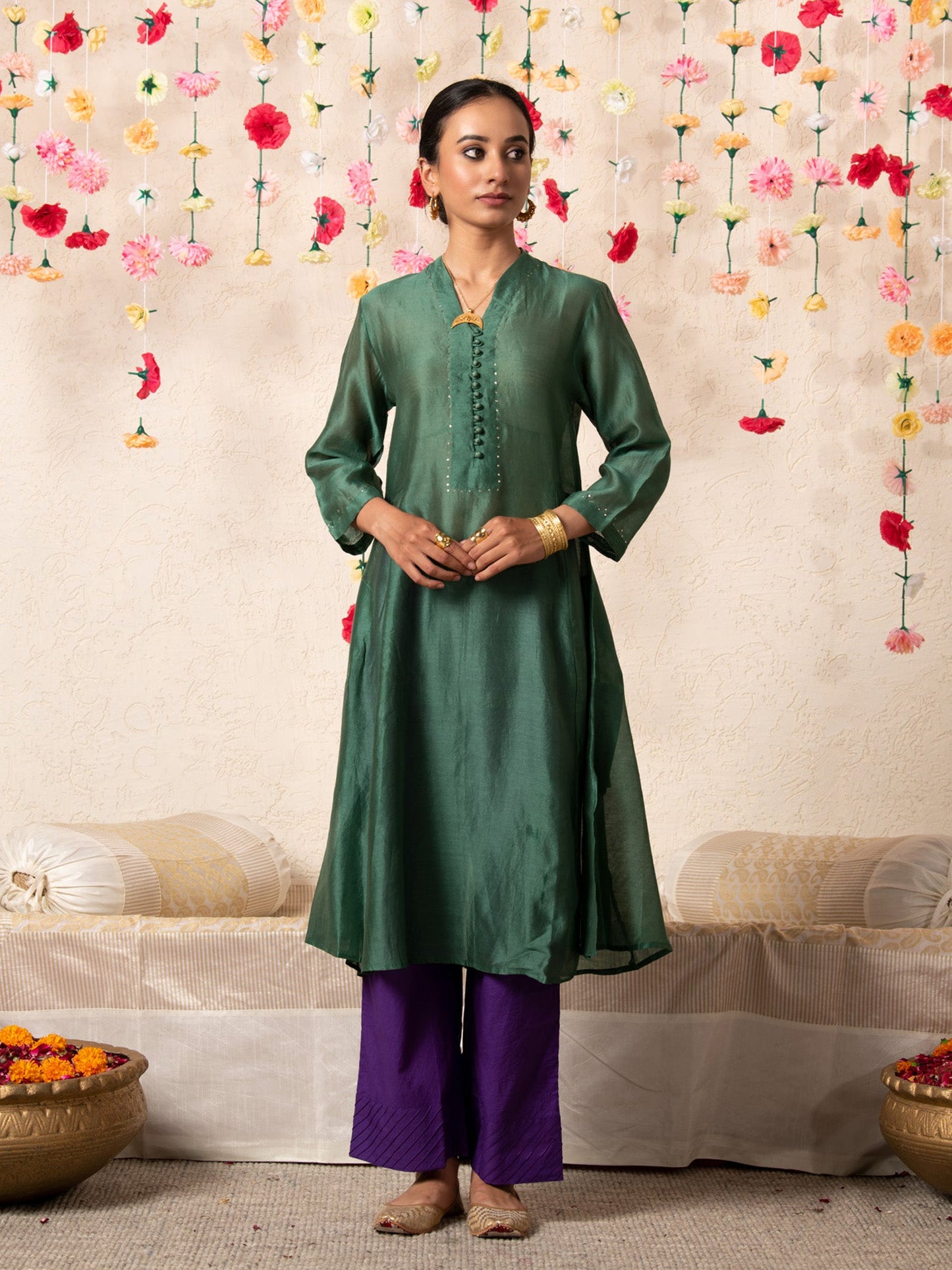 Sitara Classic Kurta Set Emerald RTS