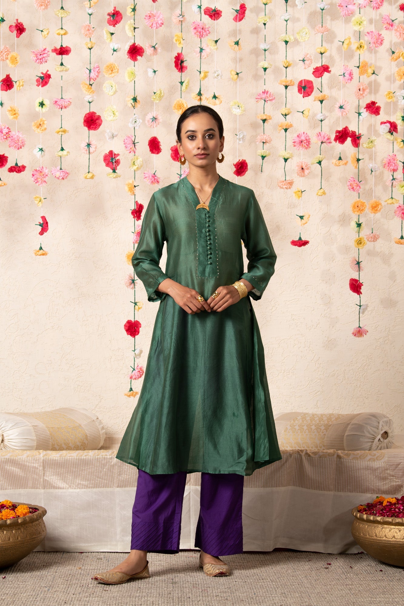 Sitara Classic Kurta Set Emerald RTS