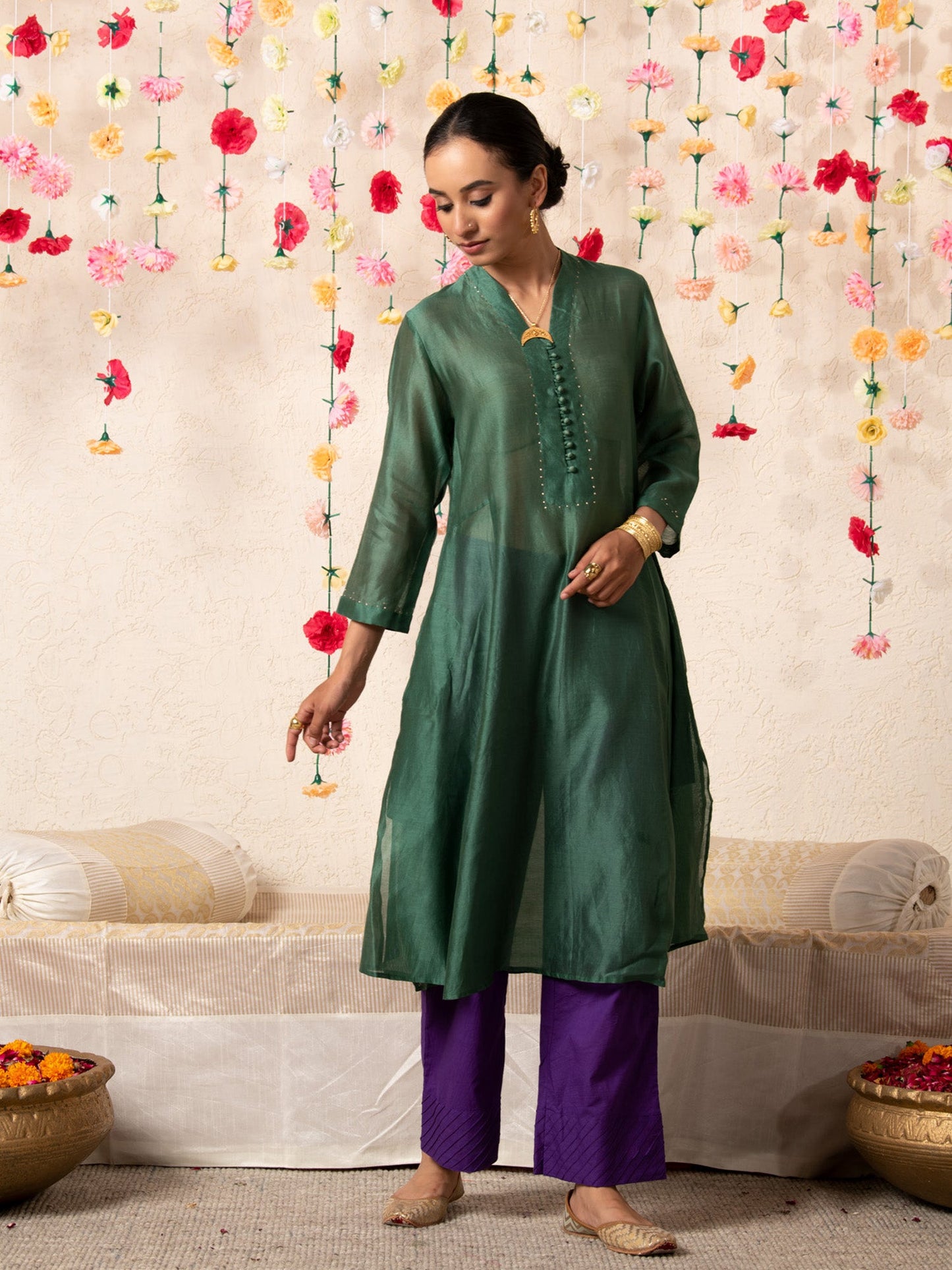 Sitara Classic Kurta Set Emerald RTS