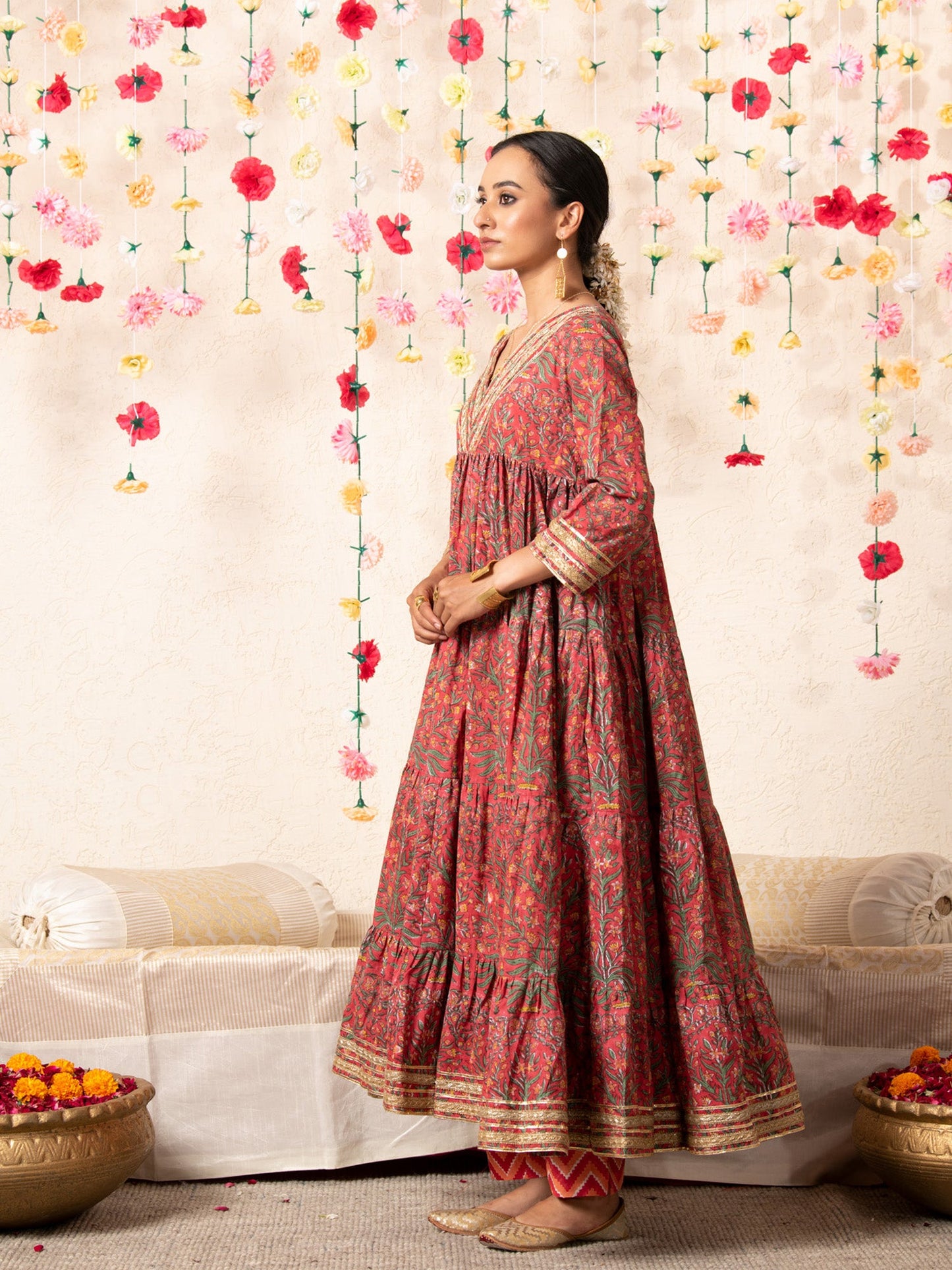 Sitara Mughal Baagh Kurta Set Peach