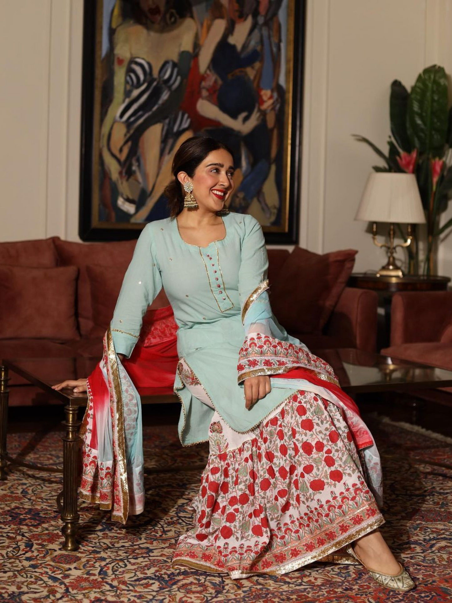Sanjana batra in Mrinalini Gulaal  Kurta Printed Sharara Set