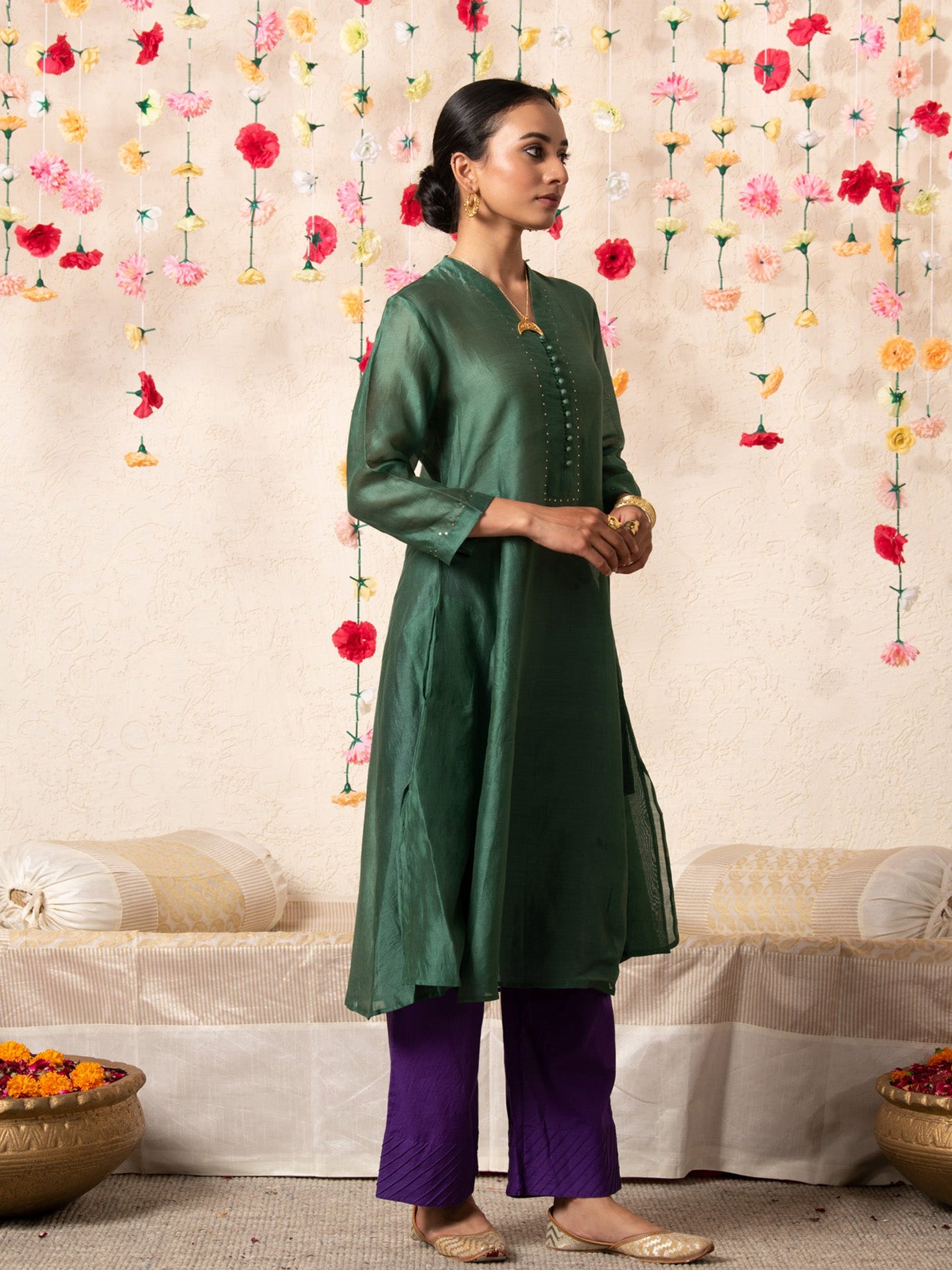 Sitara Classic Kurta Set Emerald RTS