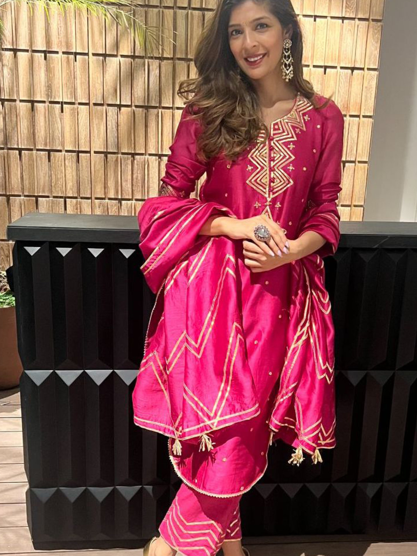 Mallika Singhania in  Chanderi Silk Kurta Pant Set