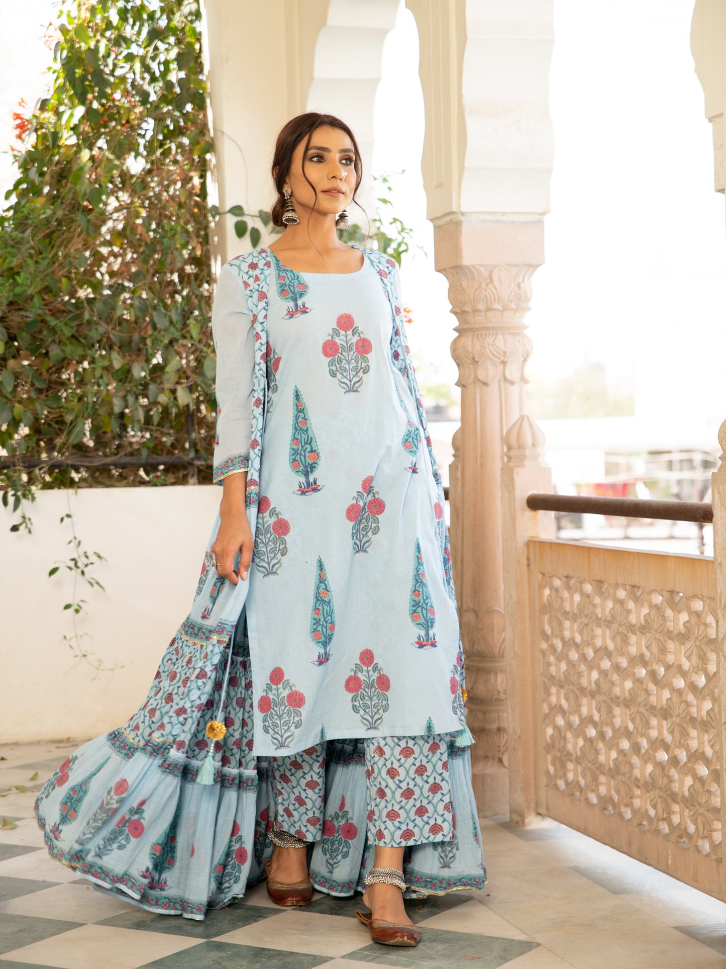 Chandni Firoza Mughal Baagh Jacket Set