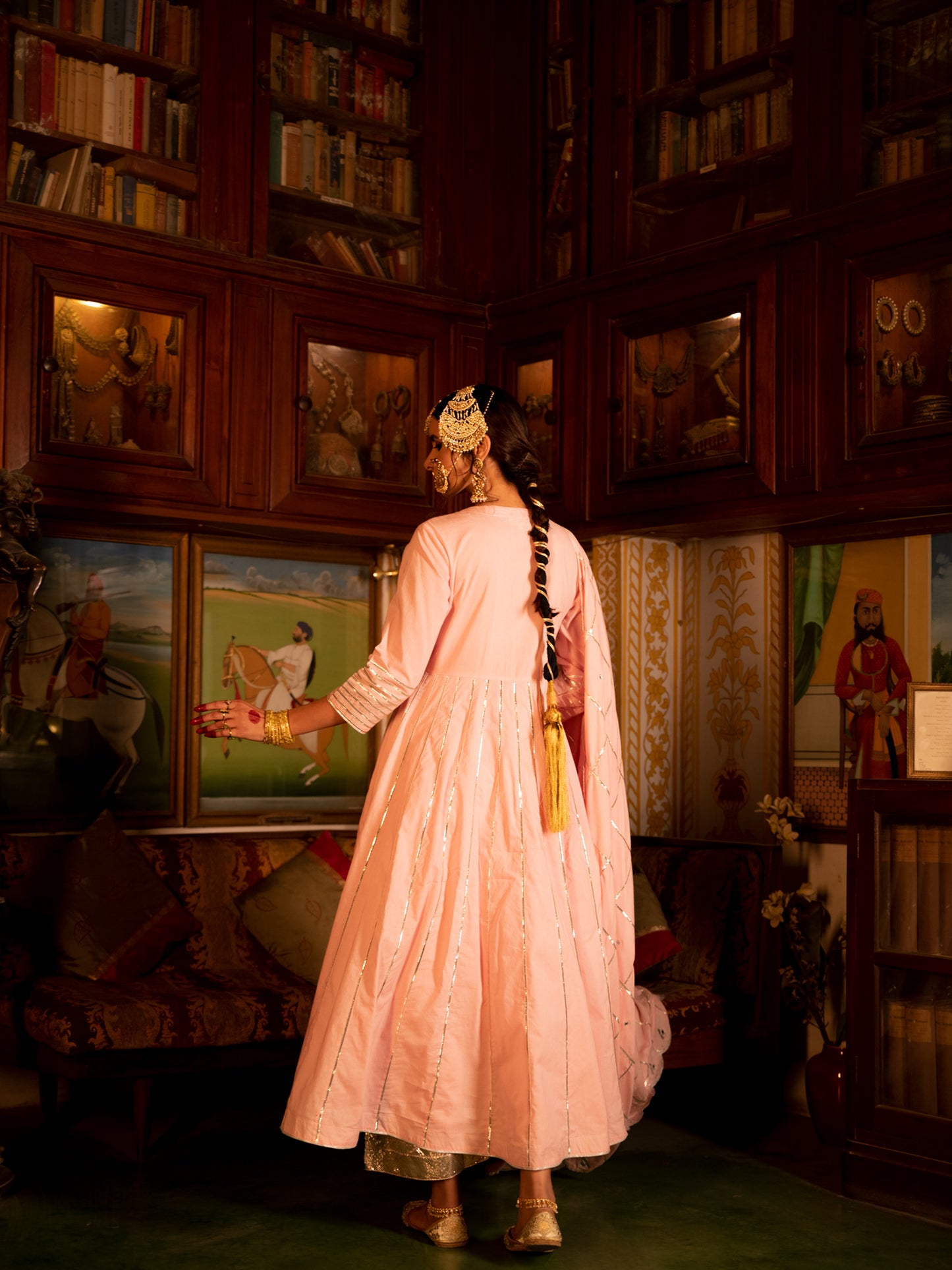 Falak Gulaabi Cotton Kalidaar Farshi Set