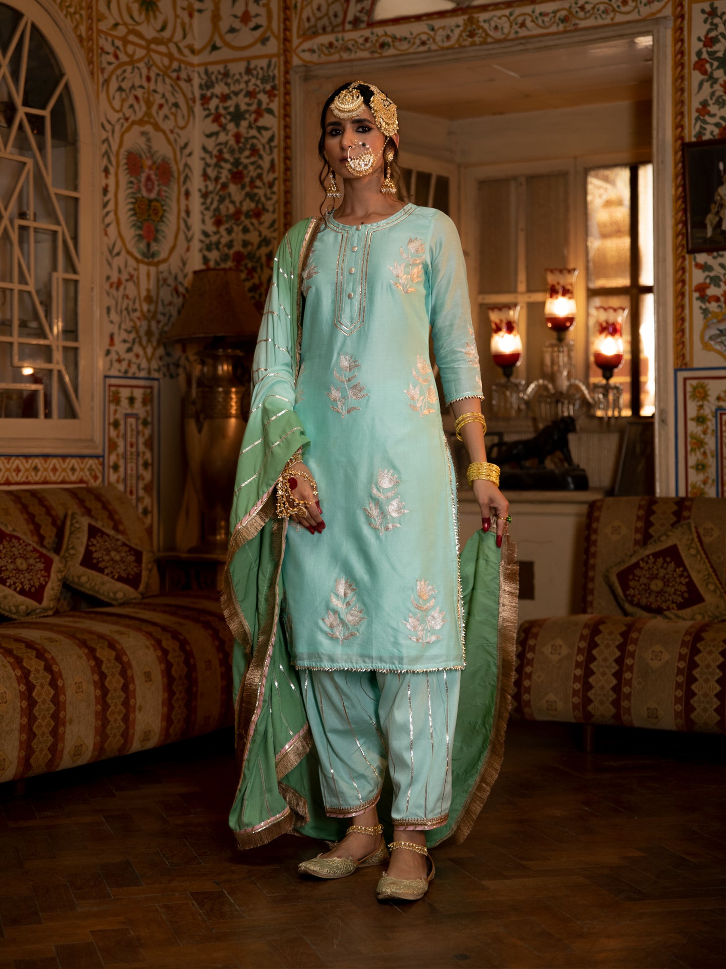 Ulfat Firoza Chanderi Silk Kurta Salwar Set