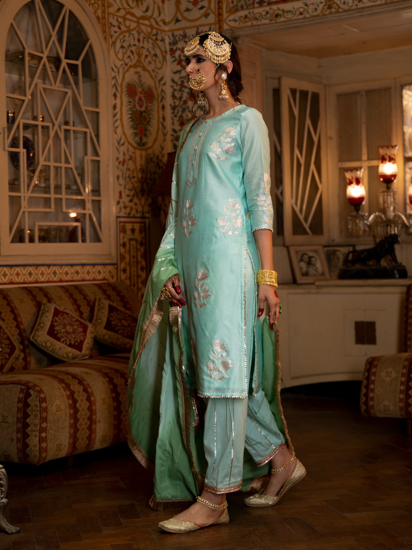 Ulfat Firoza Chanderi Silk Kurta Salwar Set