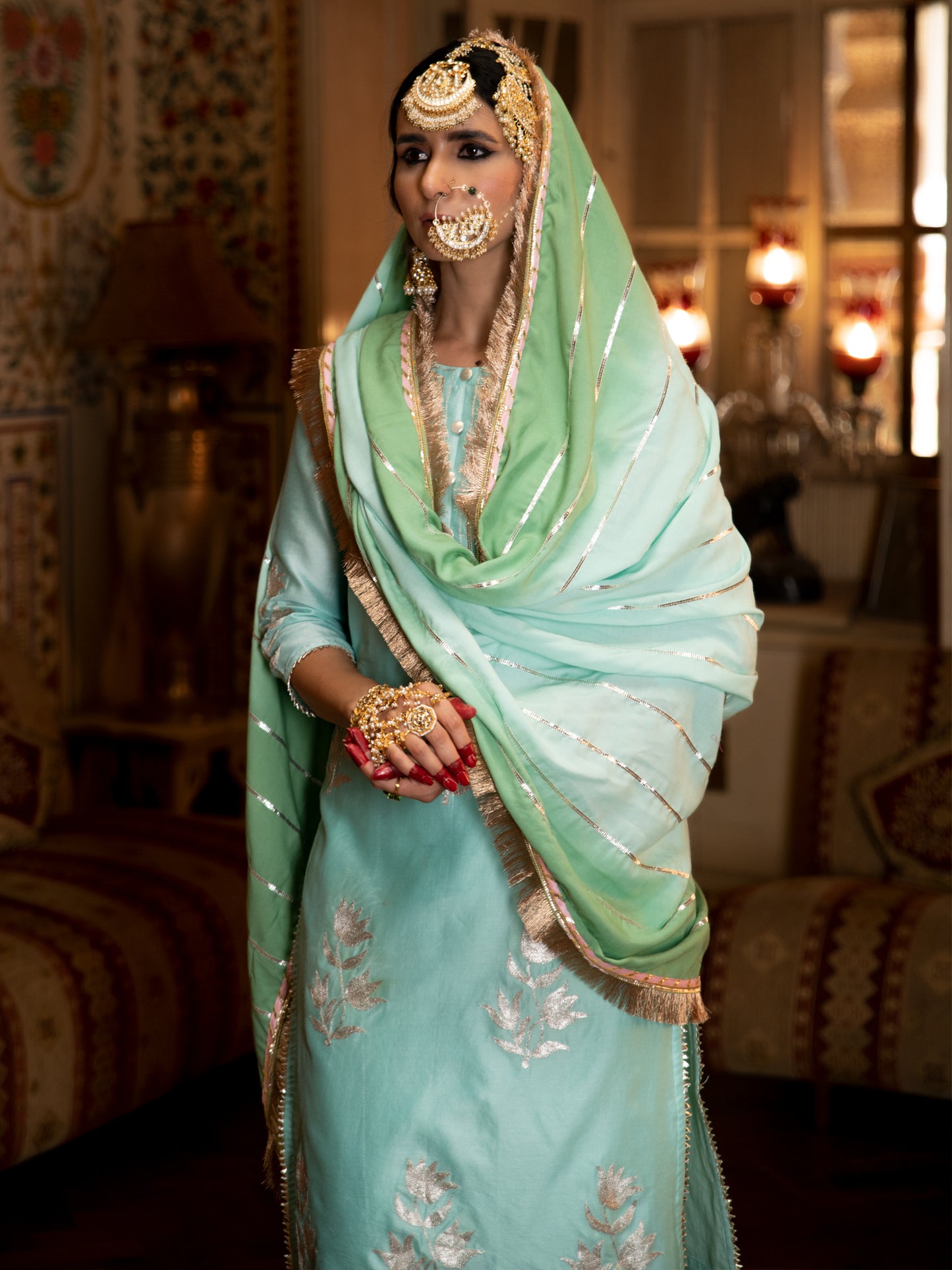 Ulfat Firoza Chanderi Silk Kurta Salwar Set