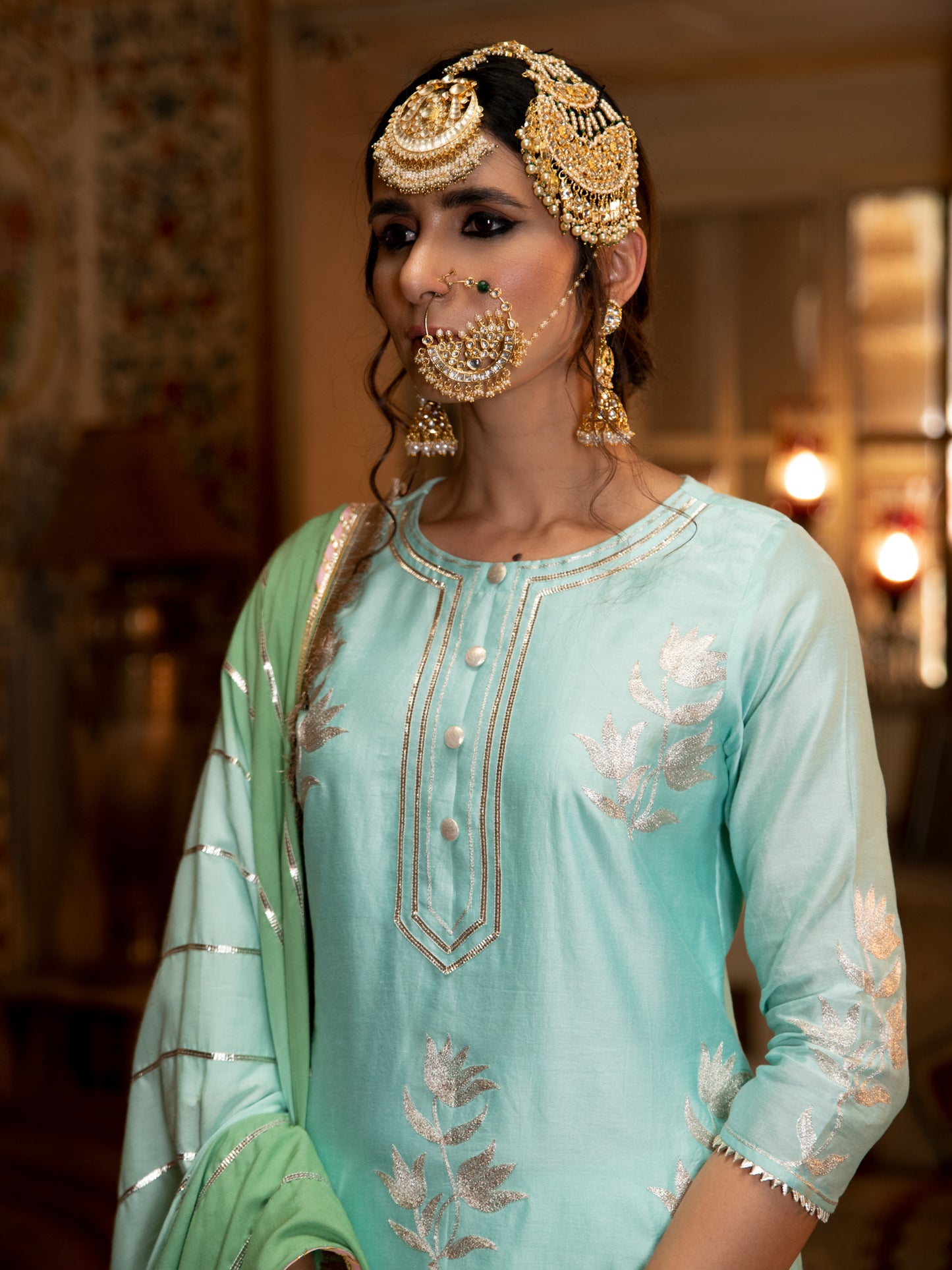 Ulfat Firoza Chanderi Silk Kurta Salwar Set