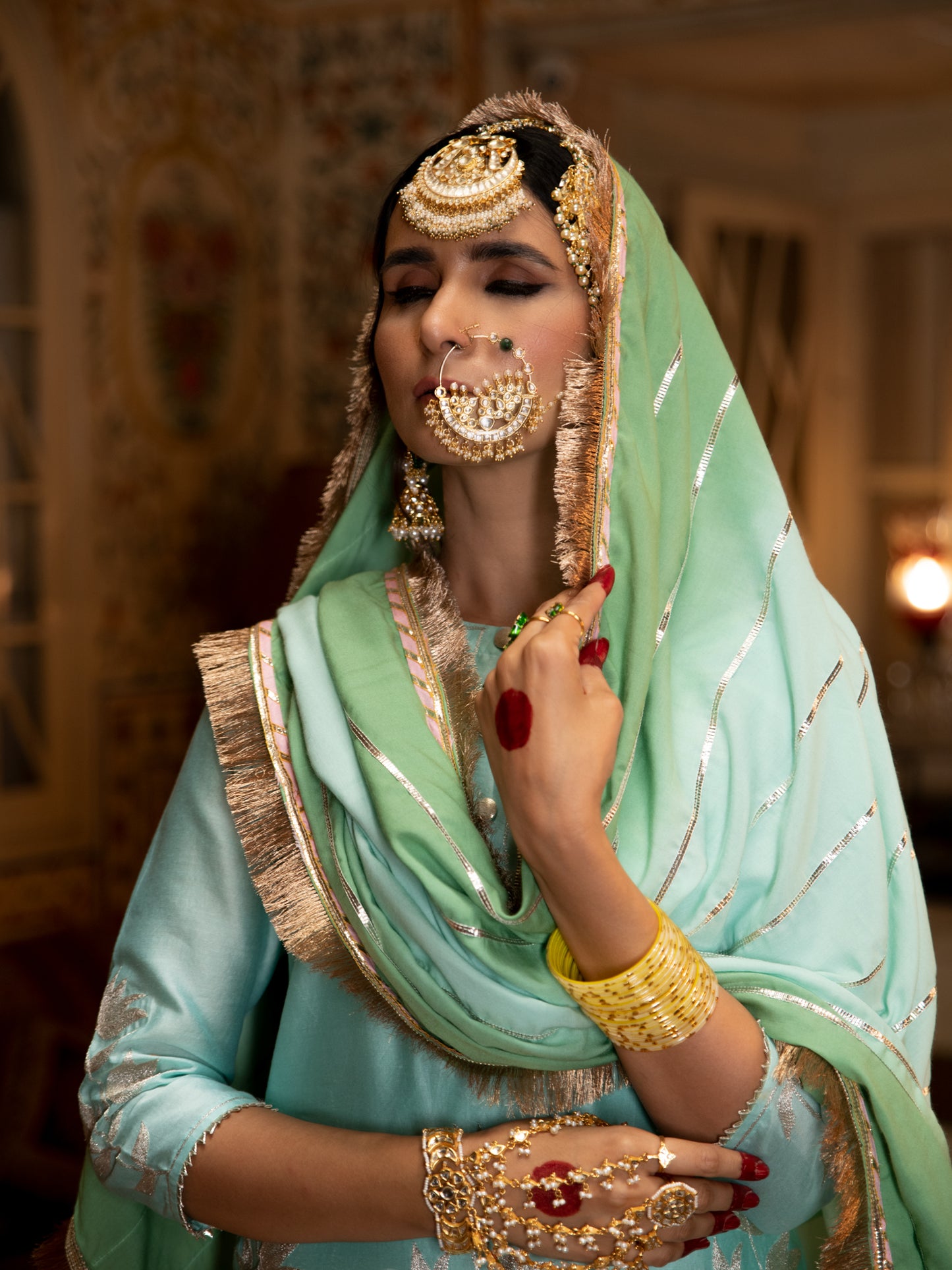 Ulfat Firoza Chanderi Silk Kurta Salwar Set