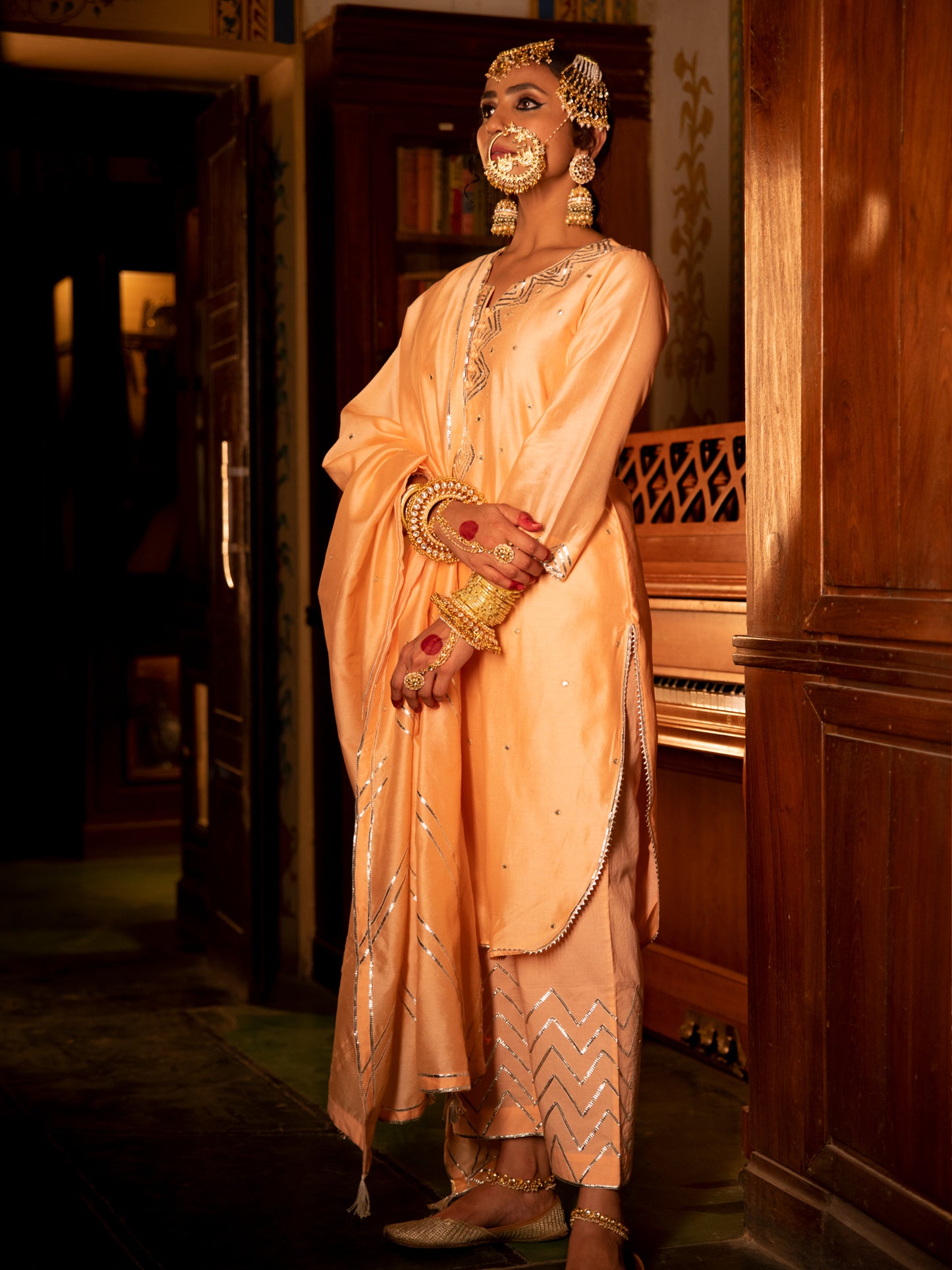 Zara Gulaabi Chanderi Silk Kurta Pant Set