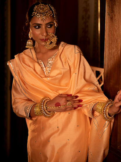 Zara Gulaabi Chanderi Silk Kurta Pant Set