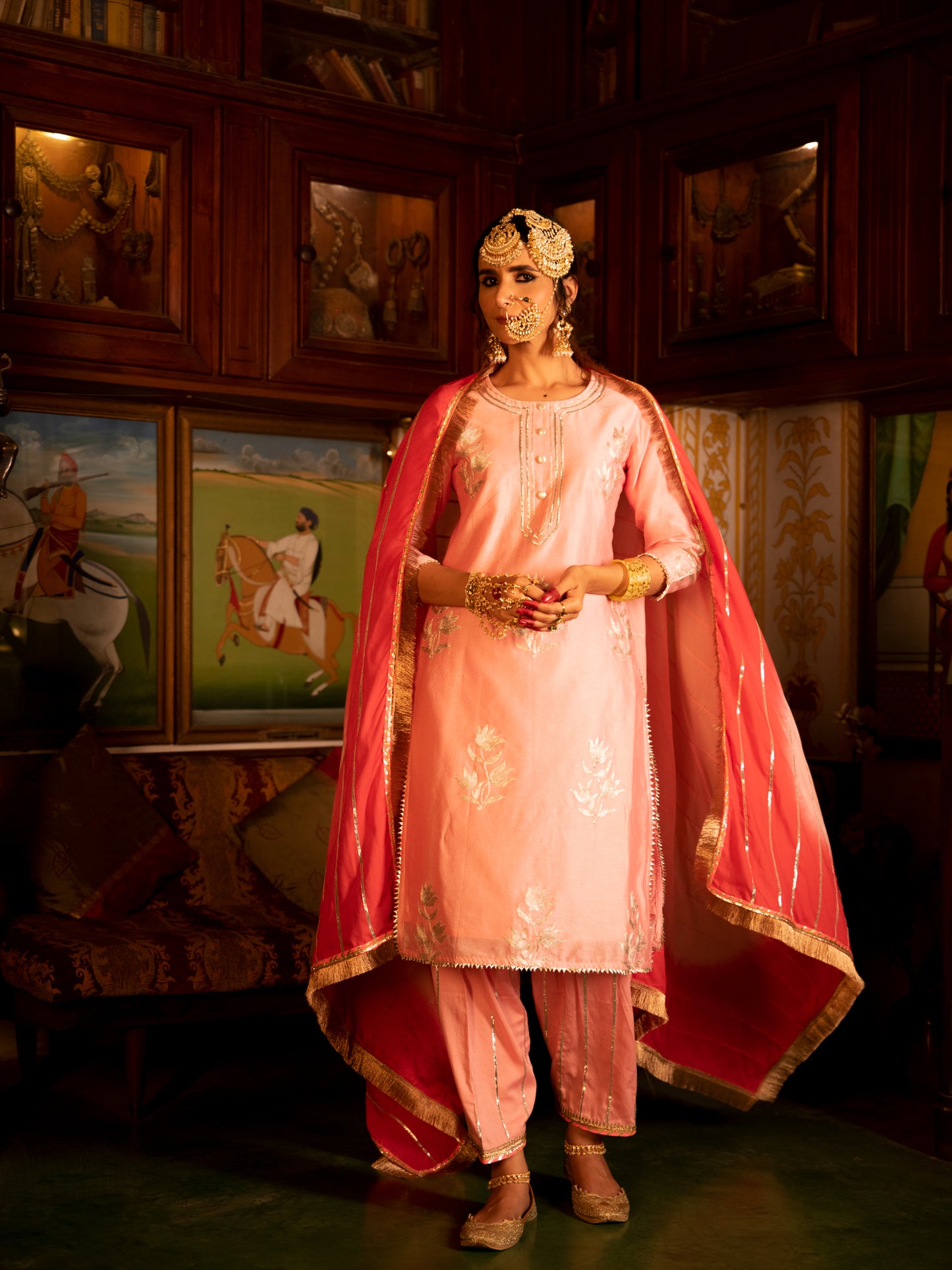 Ulfat Gulaabi Chanderi Silk Kurta Salwar Set