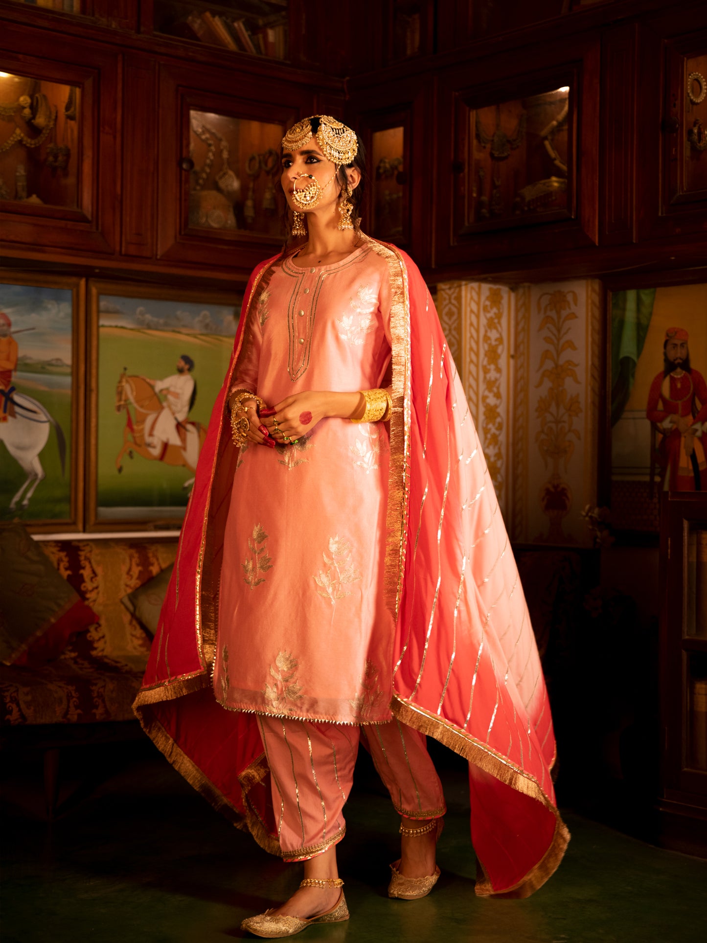 Ulfat Gulaabi Chanderi Silk Kurta Salwar Set