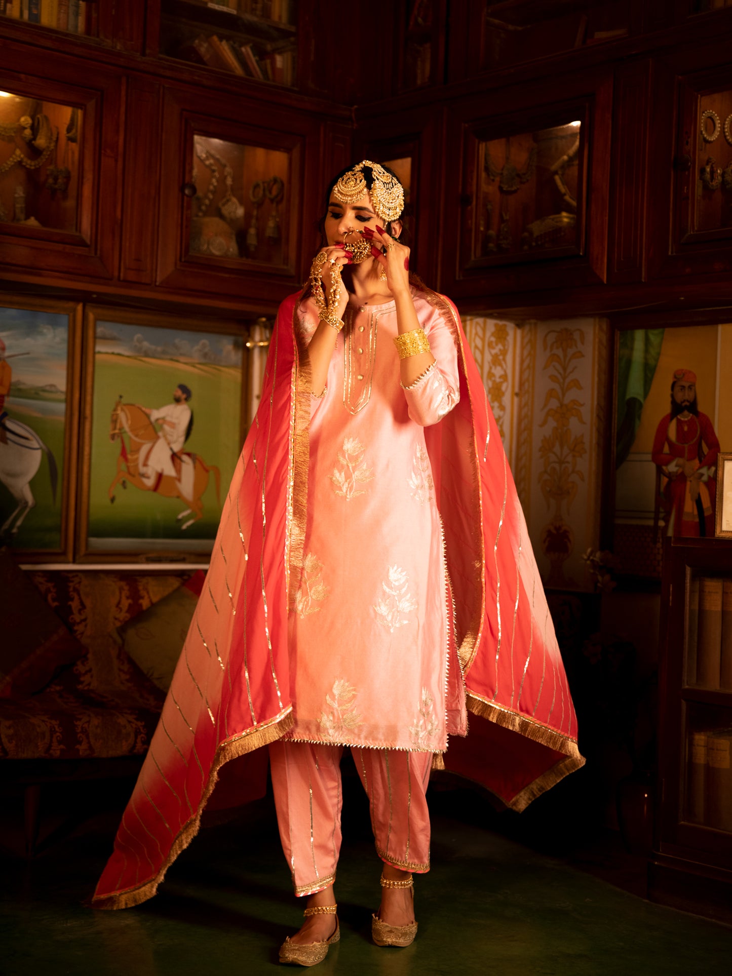 Ulfat Gulaabi Chanderi Silk Kurta Salwar Set