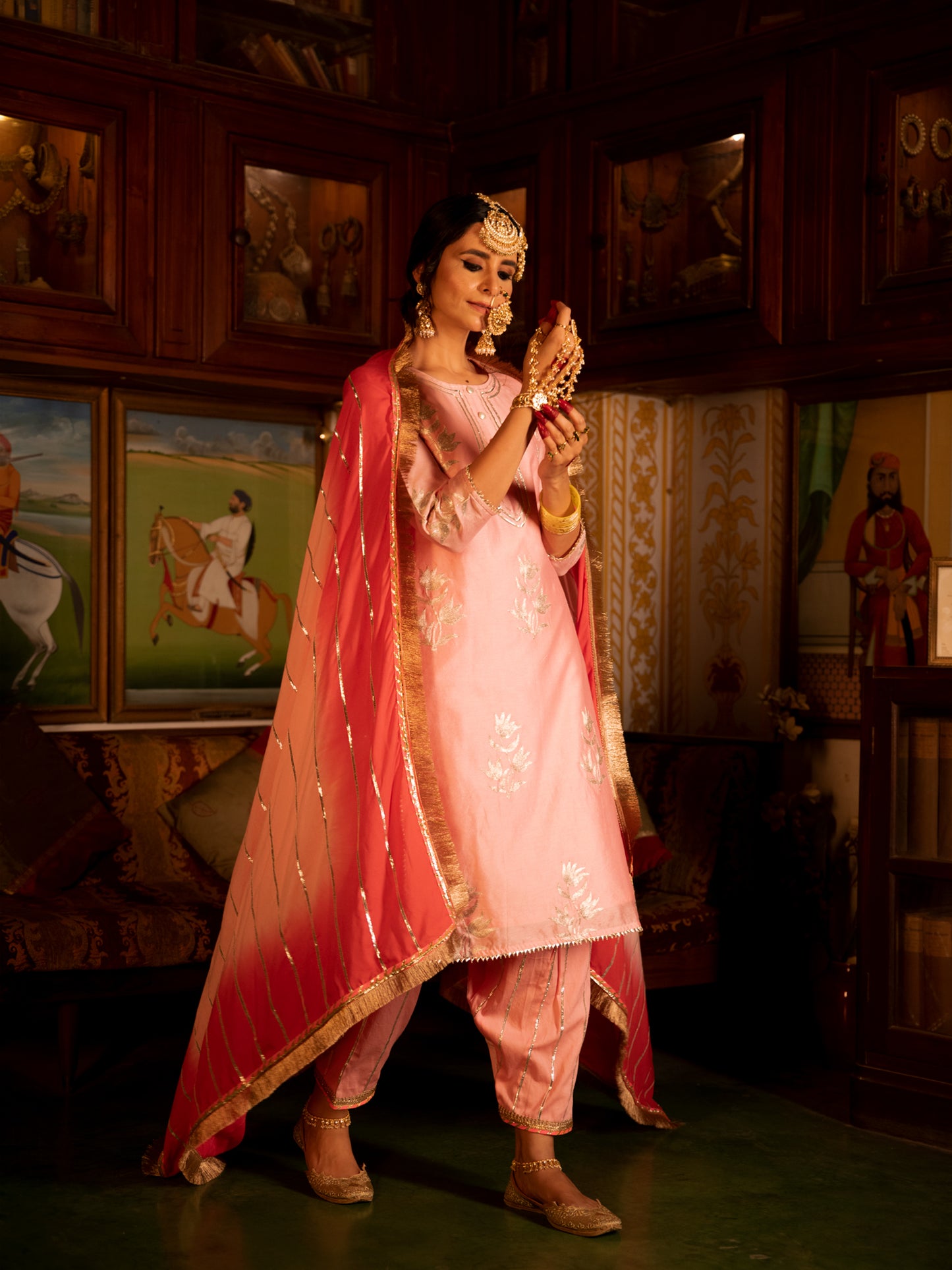 Ulfat Gulaabi Chanderi Silk Kurta Salwar Set