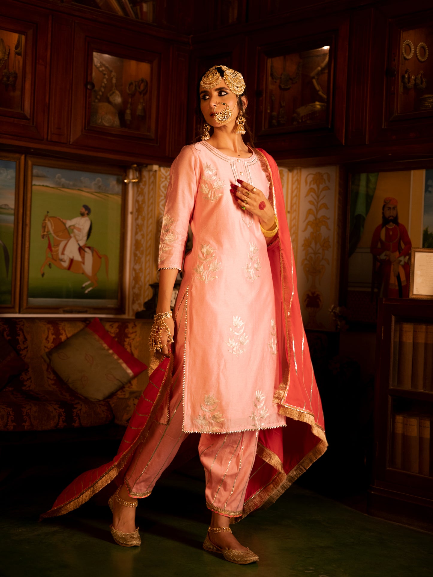 Ulfat Gulaabi Chanderi Silk Kurta Salwar Set