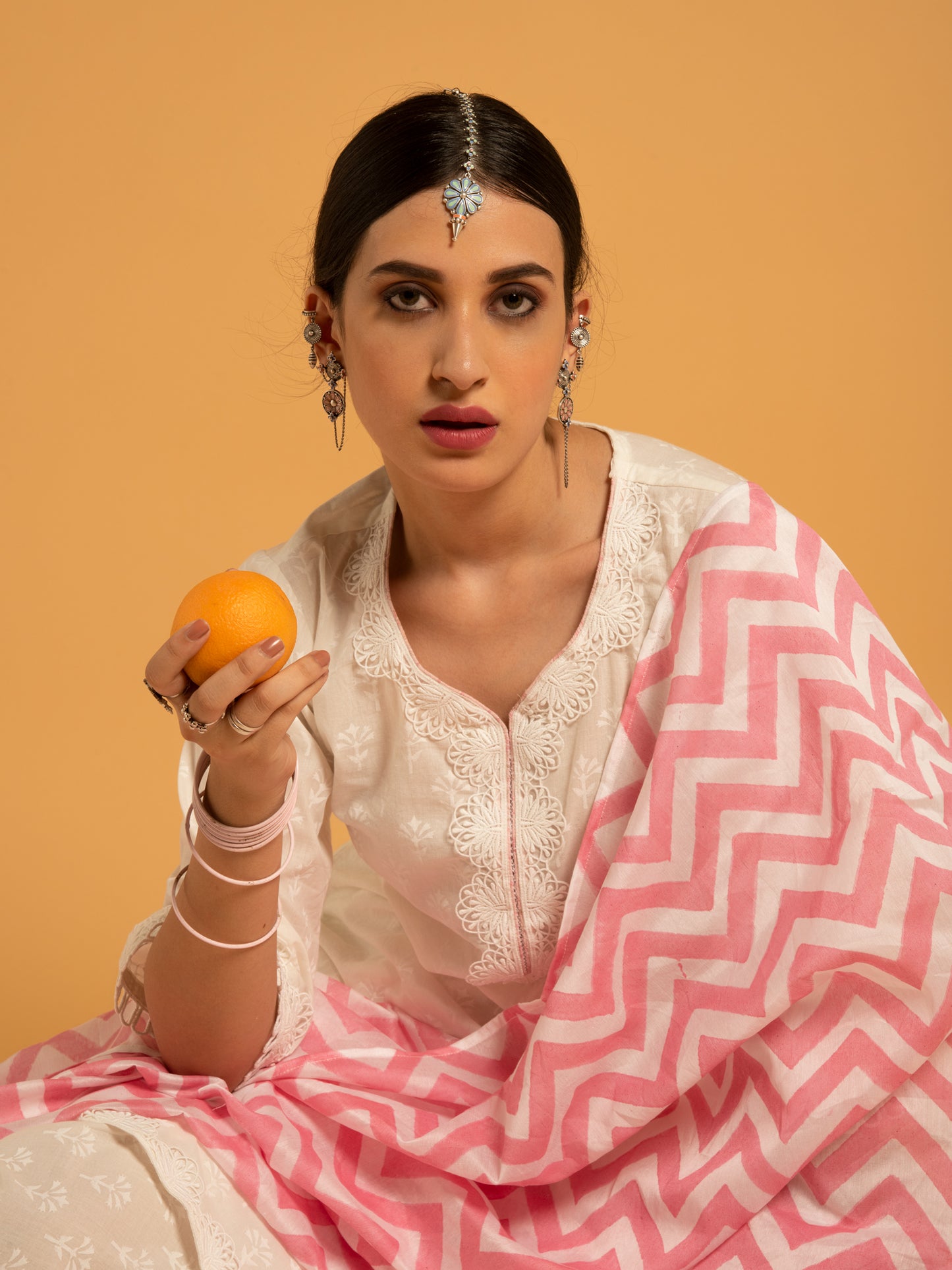 Mandakini Shwet Kurta, Skirt Chanderi Dupatta RTS