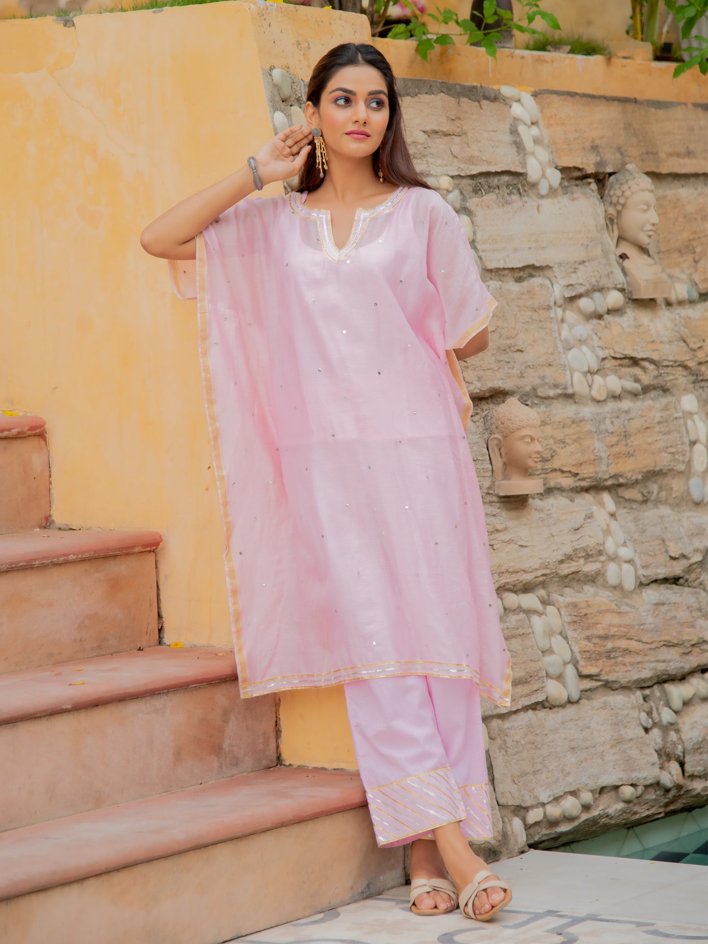 Gulaab Chanderi Kaftan