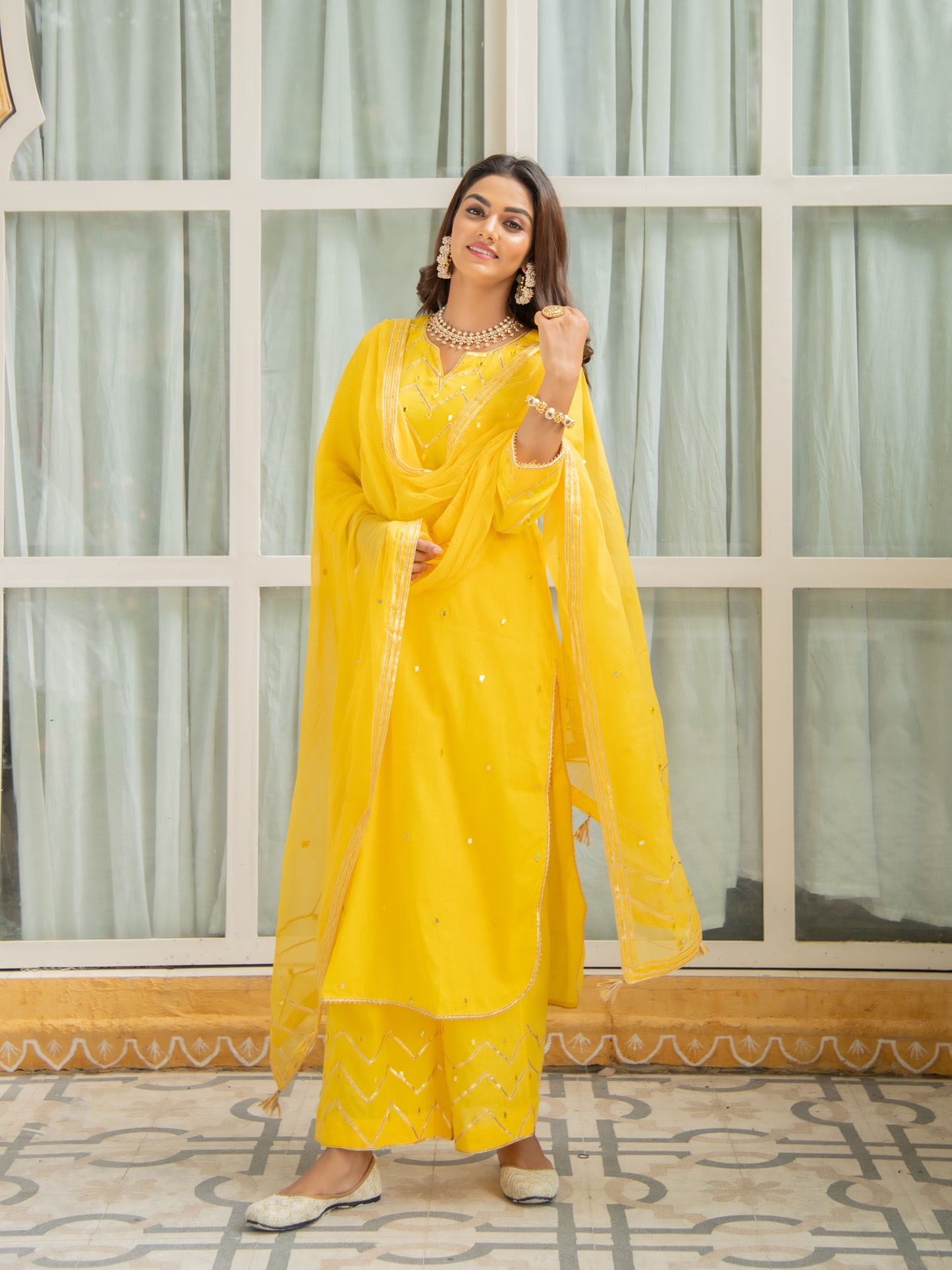 Noor Haldi Gota Mirror Work Set RTS