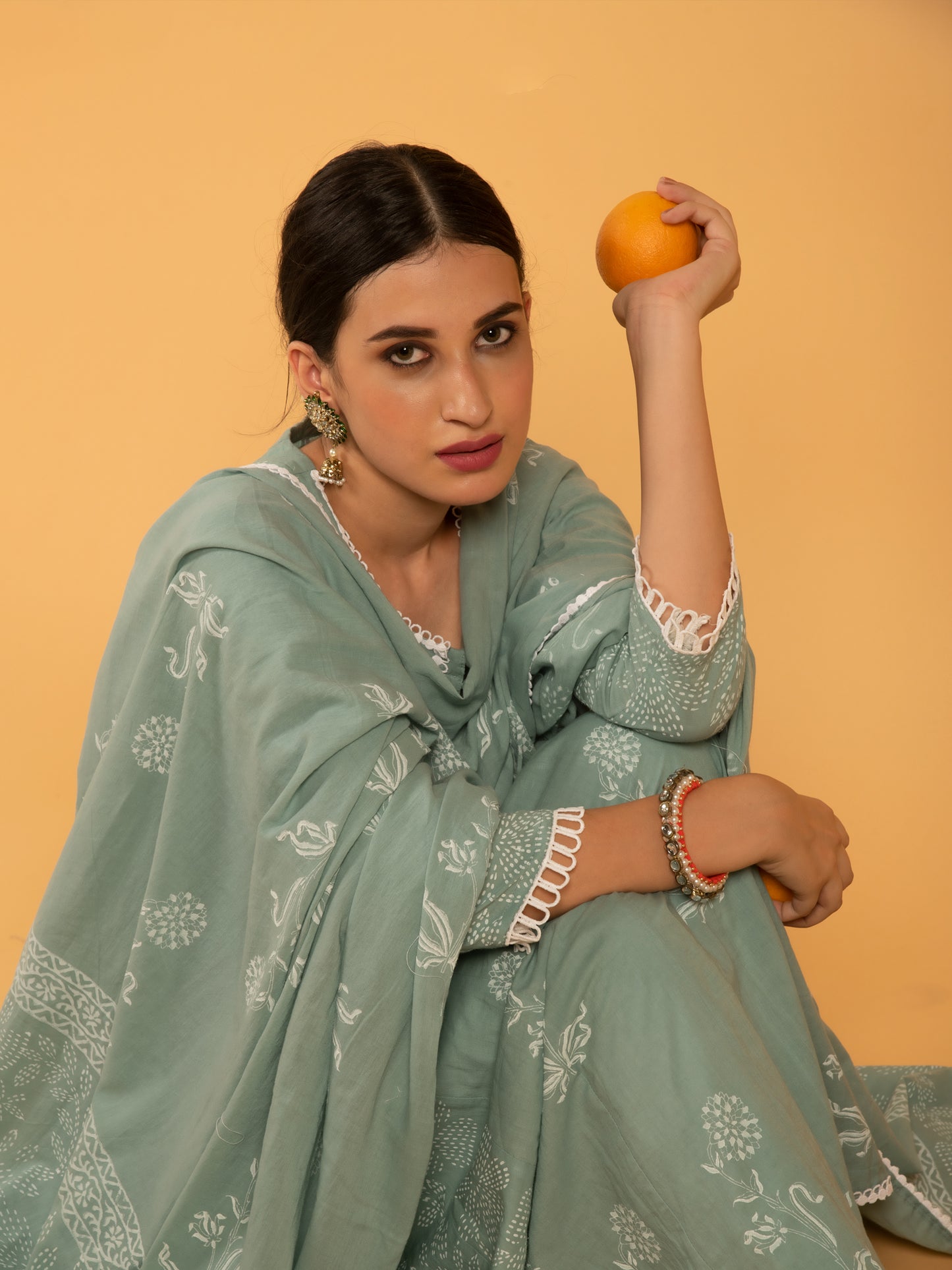 Harita Khari Kurta White Pants Mulmul Dupatta