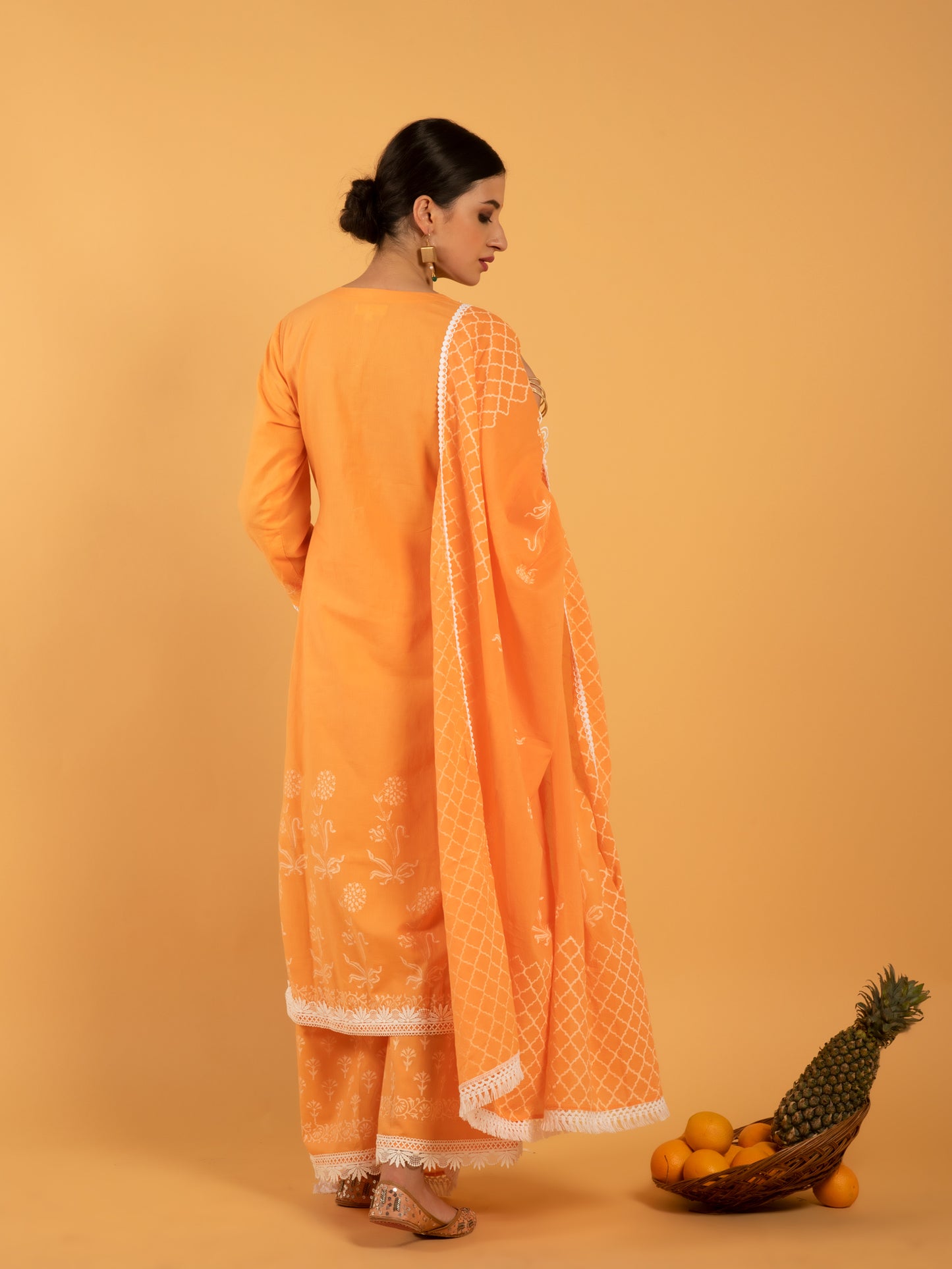 Narangi Khari Orange Cotton Suit Set RTS