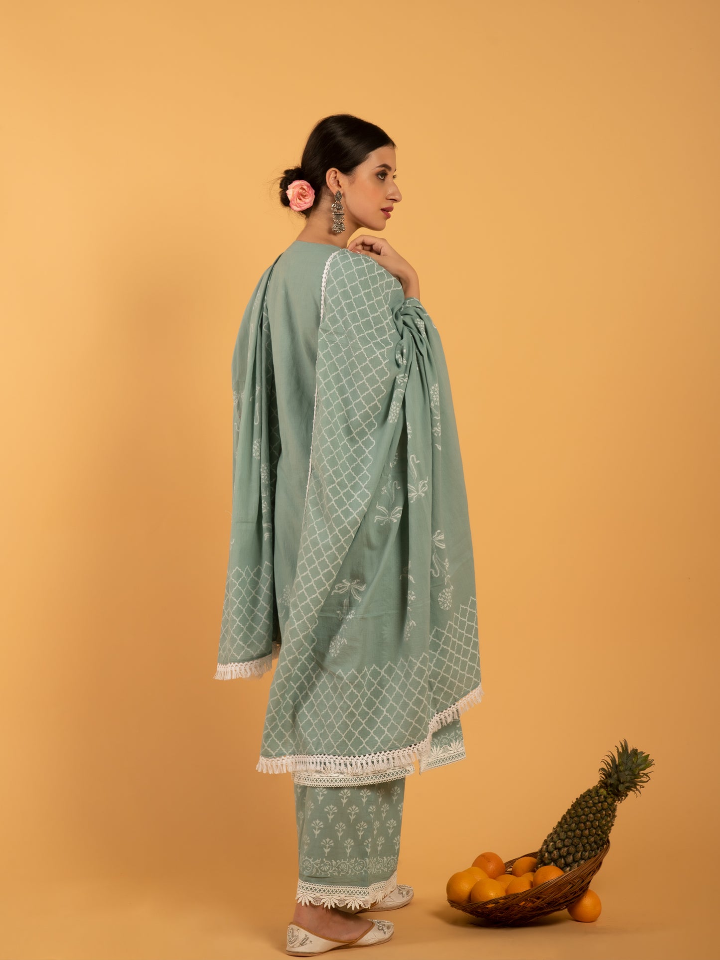 Harita Khari Block Printed Cotton Suit Mulmul Dupatta