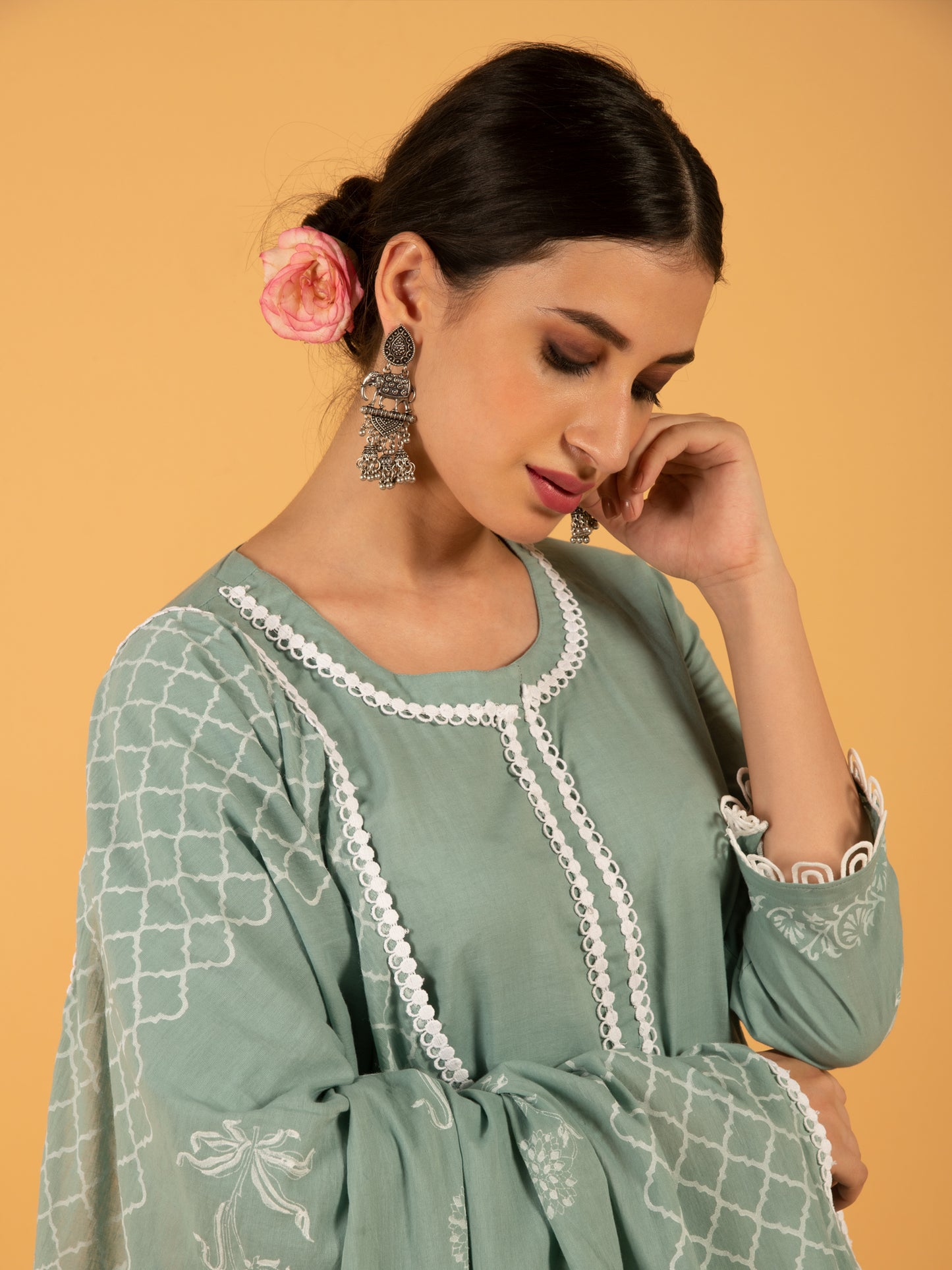 Harita Khari Block Printed Cotton Suit Mulmul Dupatta