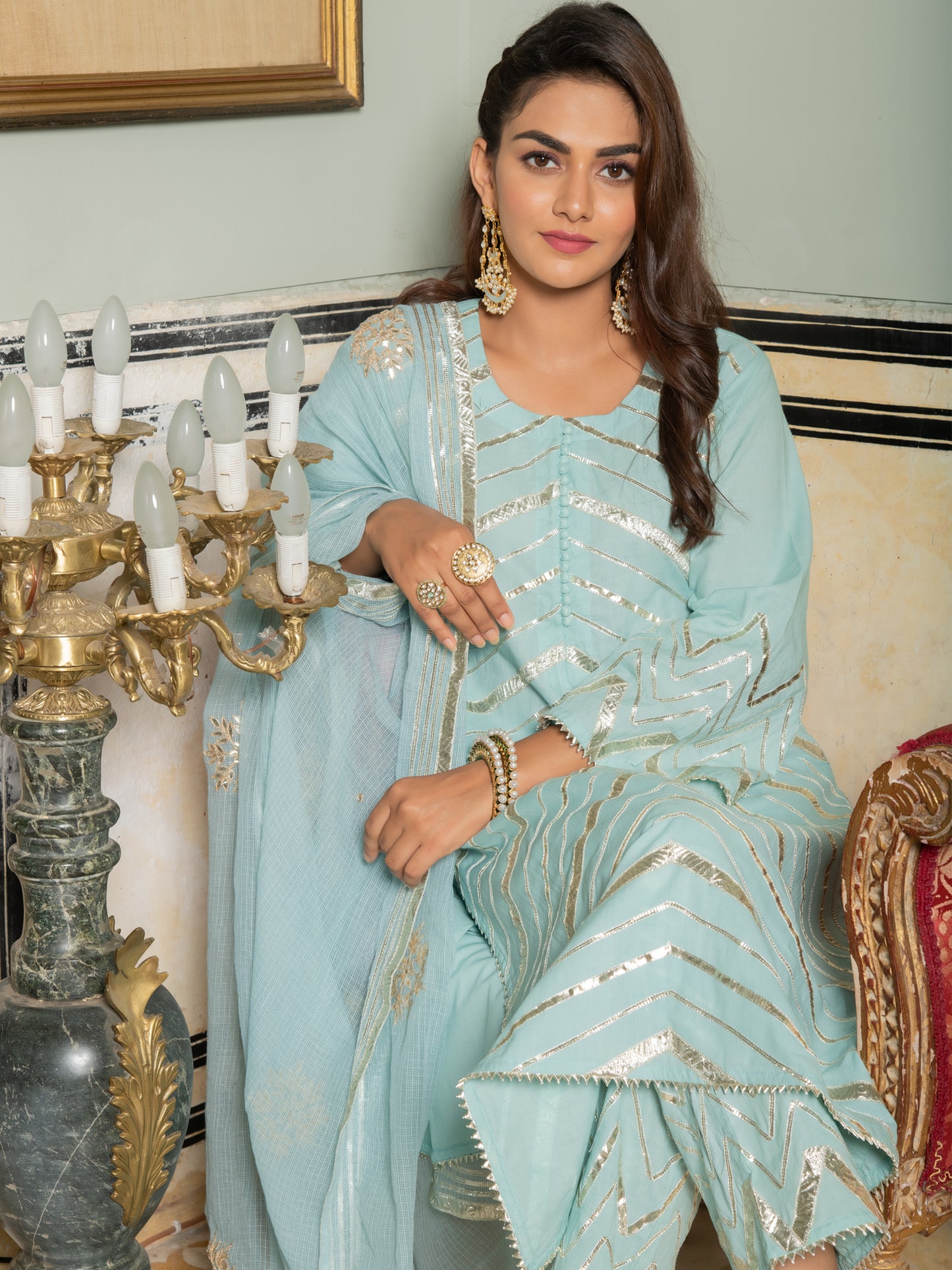 Sophie choudry in Noor Harita Gota Lehriya Work Kurta Set