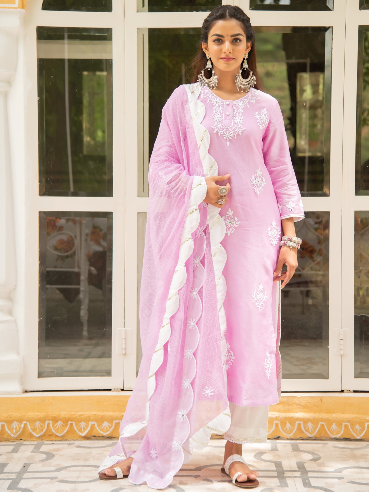 Noor Gulaab Kasida Mirror Thread Work Set