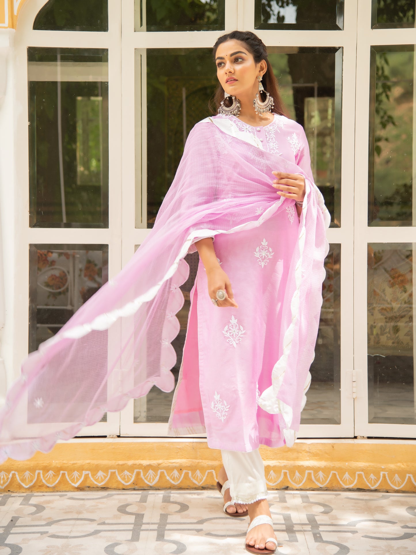 Noor Gulaab Kasida Mirror Thread Work Set