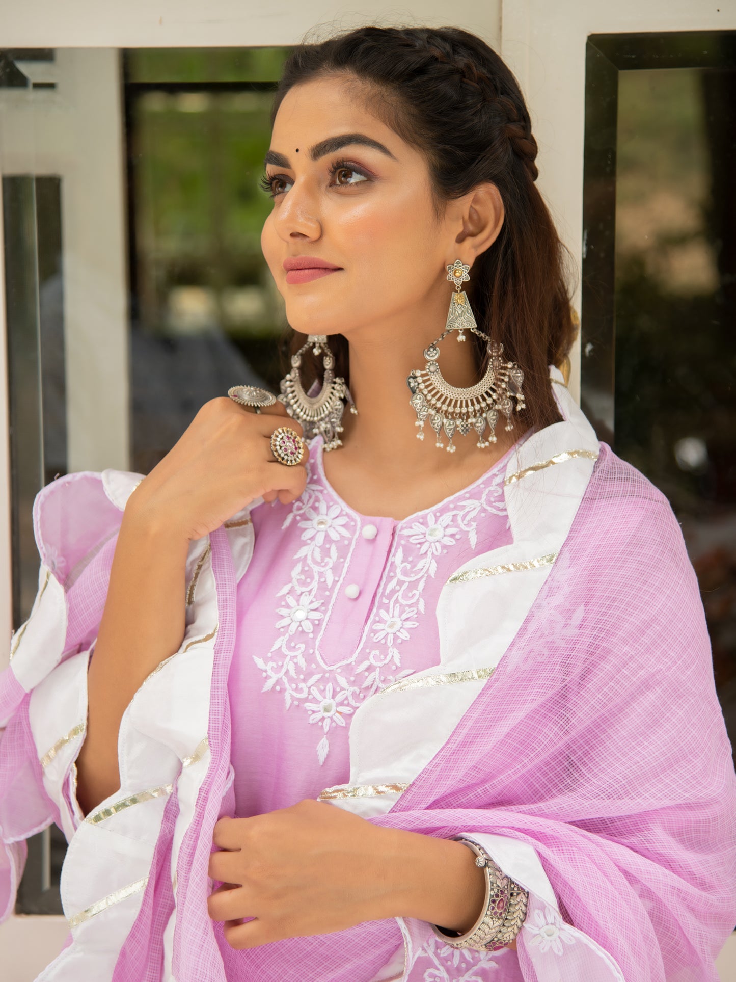 Noor Gulaab Kasida Mirror Thread Work Set