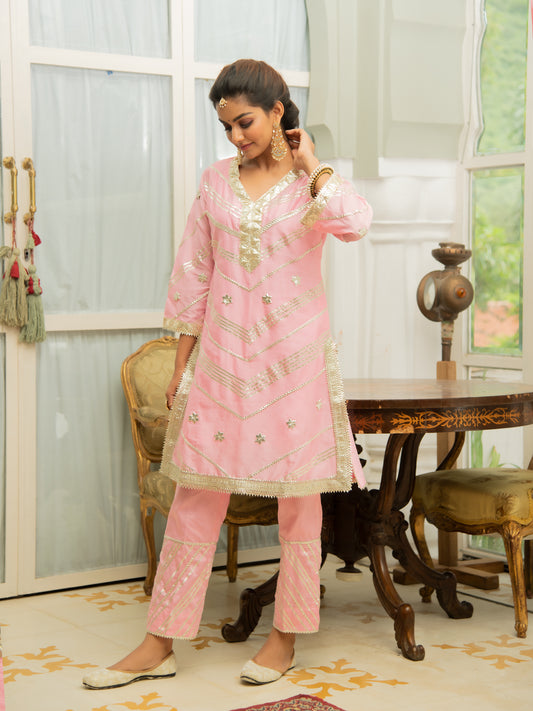 Noor Gulabari Gota Work Set